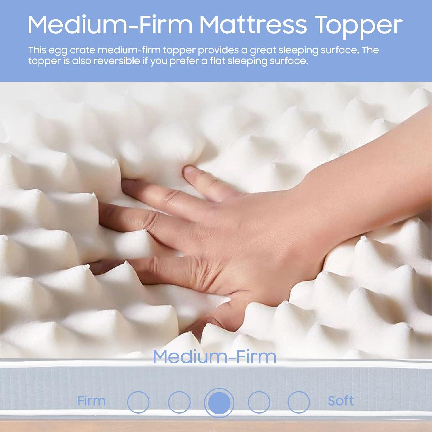 Twin White Gel Eggcrate Foam Mattress Topper