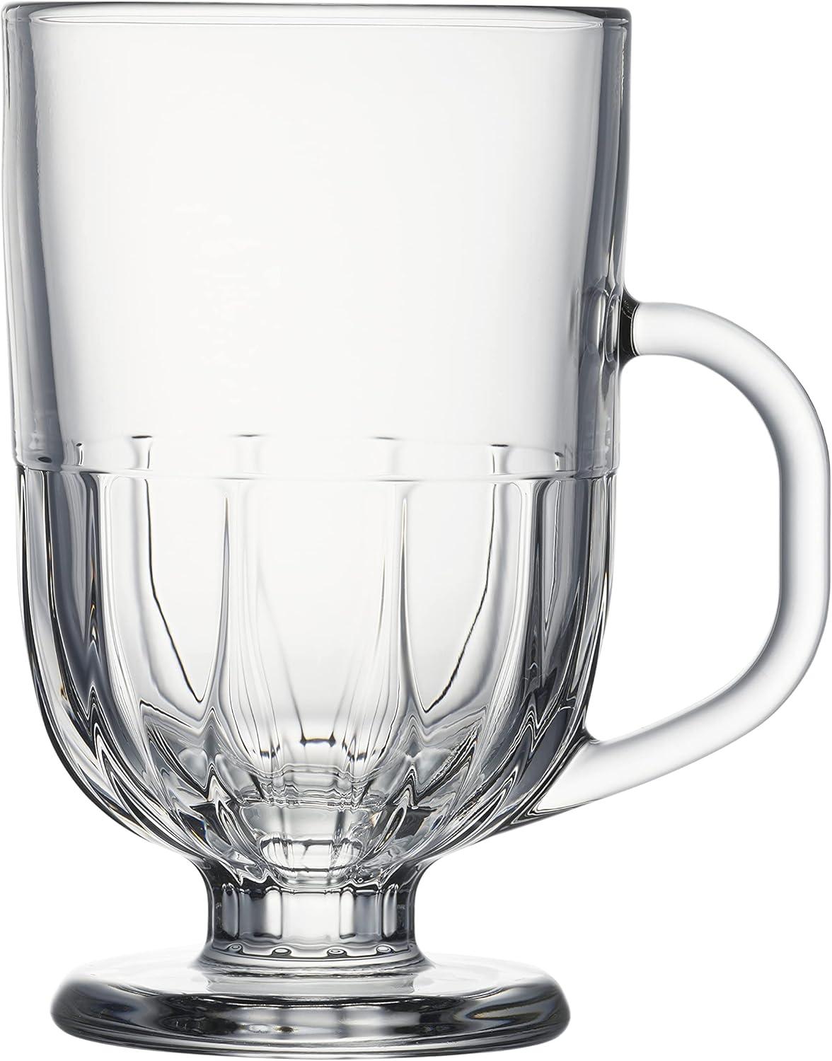 Flore Clear Glass Coffee Mug with Art Deco Design, 300ml