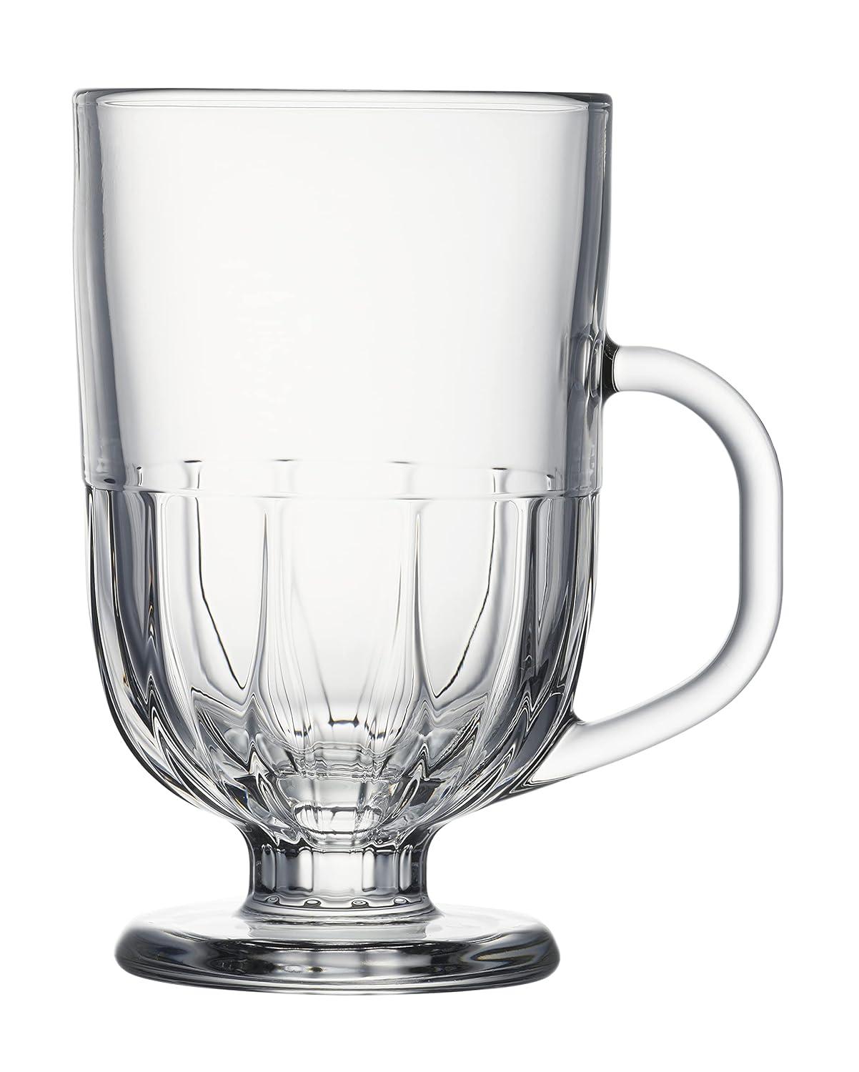 Flore Clear Glass Coffee Mug with Art Deco Design, 300ml