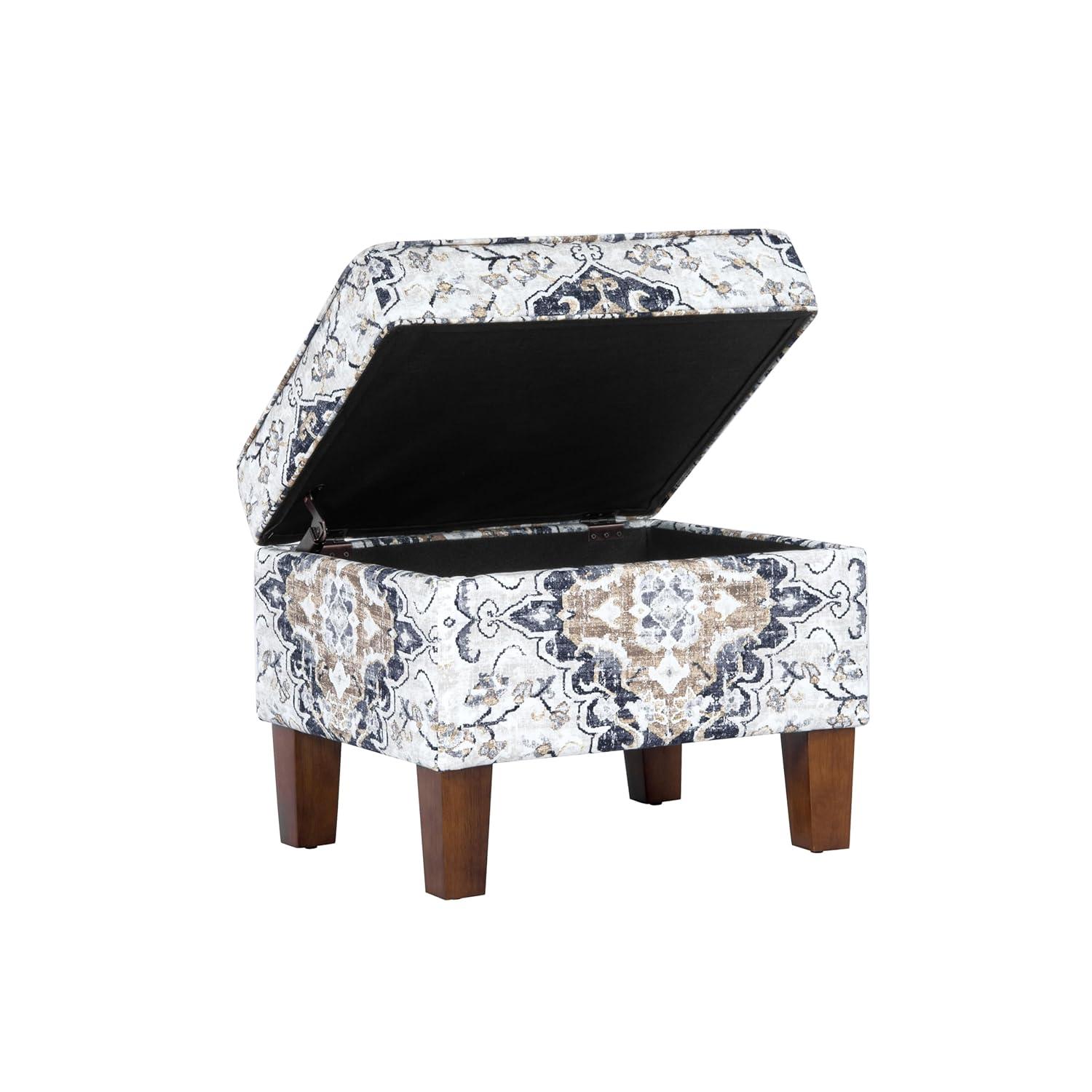 Medium Storage Ottoman Black - HomePop: Hinged Lid, Cotton Upholstery, Hardwood Frame