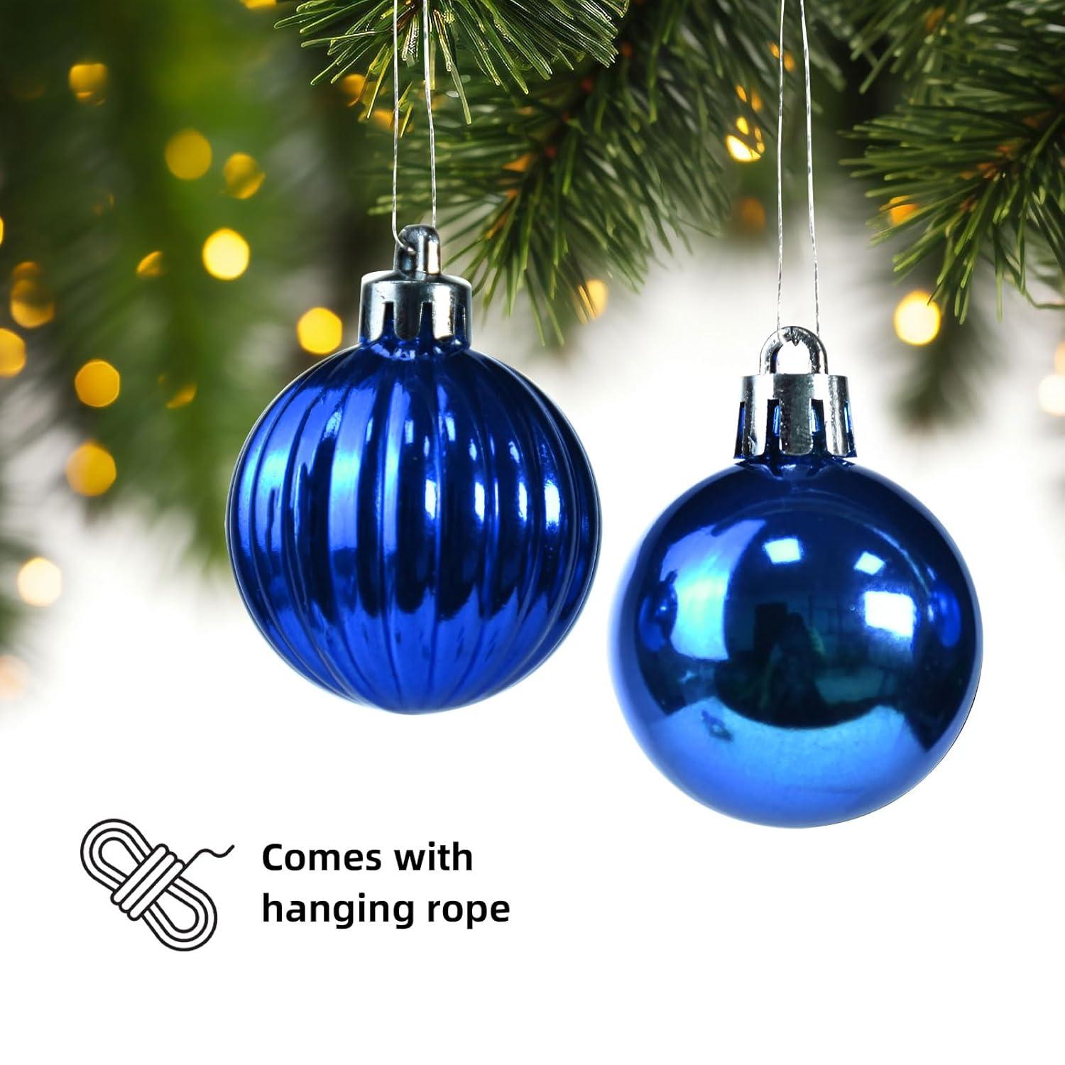 Hxoliqit,36Pcs Christmas Ornaments For Xmas Tree Plastic Mini Shatterproof Hanging Kit Wedding Party,Blue,Wreaths For Front Door