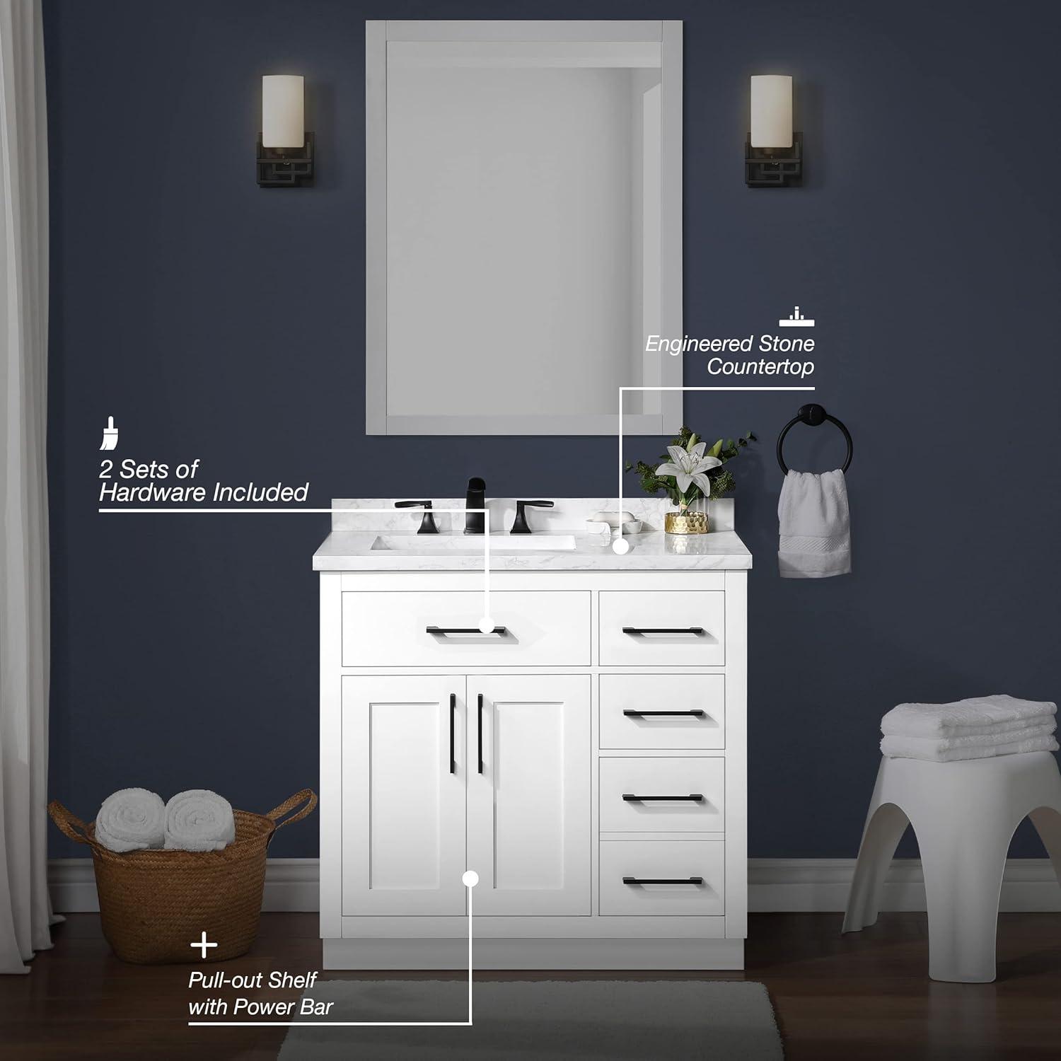 Ove Decors Athea 36 W x 22" D Freestanding Bathroom Vanity with Sink, Pure White