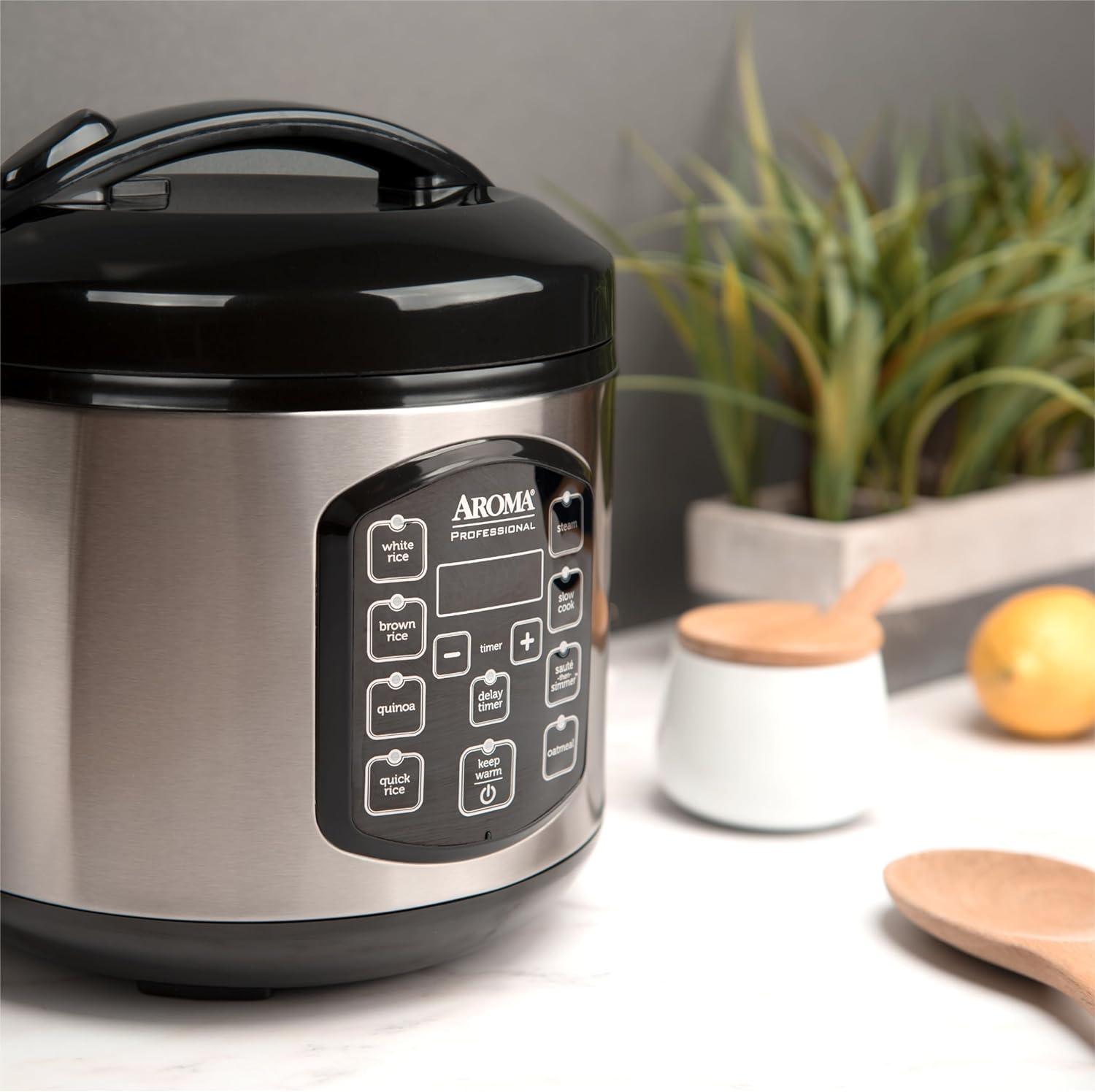Aroma AROMA Professional Digital Rice Cooker, Multicooker, 4-Cup (Uncooked) / 8-Cup (Cooked), 2 Qt, Stainless Steel Exterior