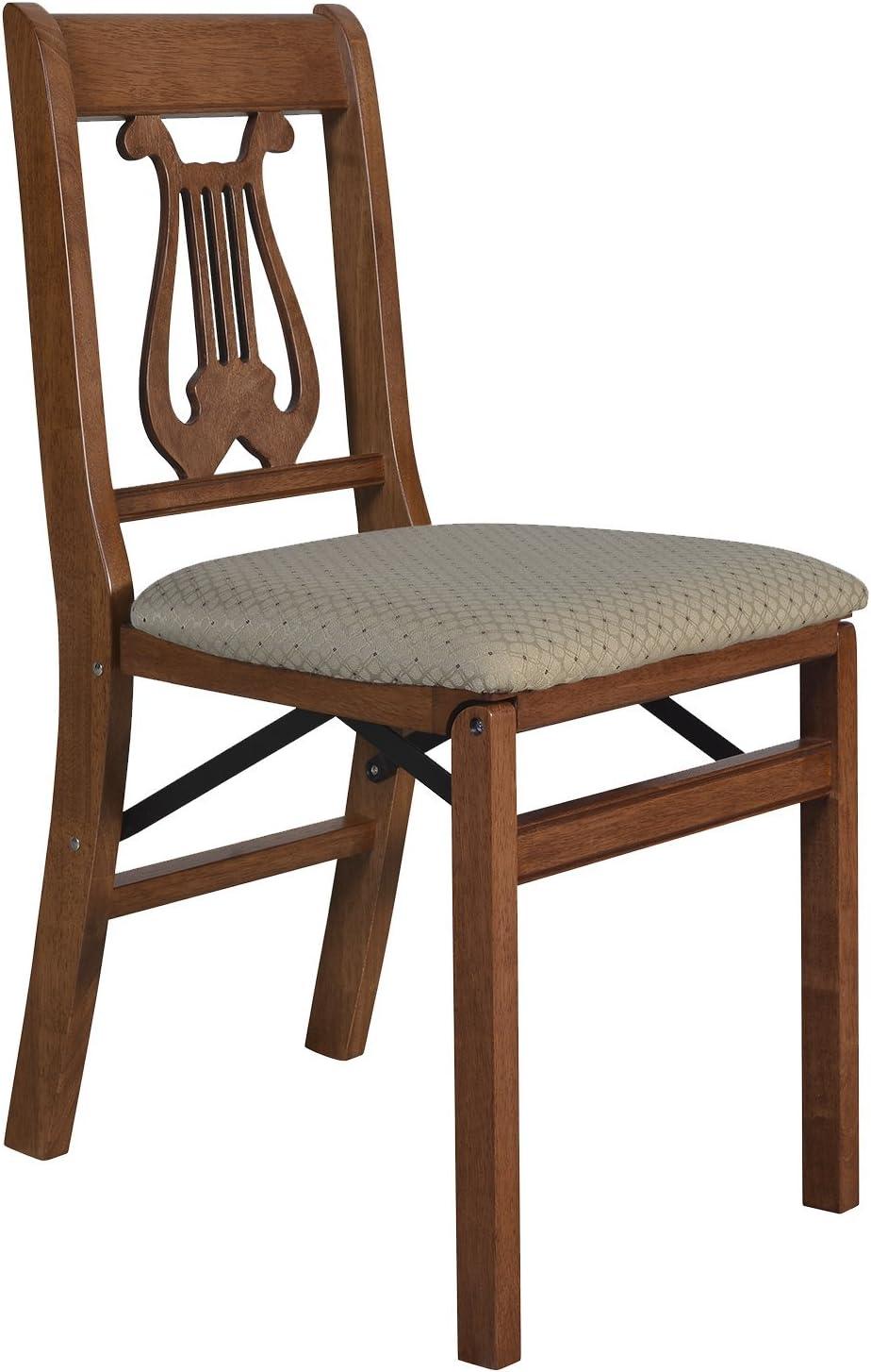 2pc French Cane Folding Chairs Cherry - Stakmore: Elegant French Country Style, No Assembly Required