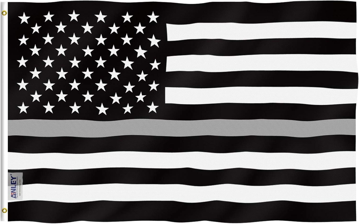 Fly Breeze 3x5 Feet Thin Gray Line American Flag