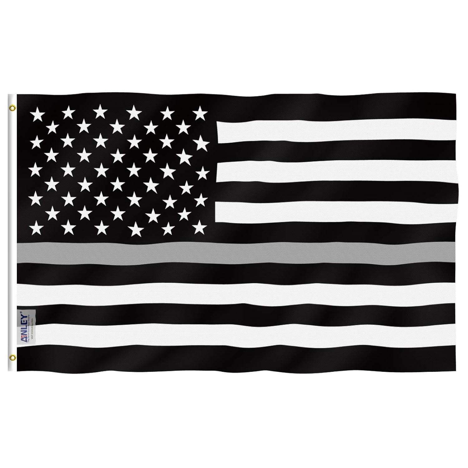 Anley Fly Breeze 3x5 Feet Thin Gray Line Flag - United States Flags Polyester