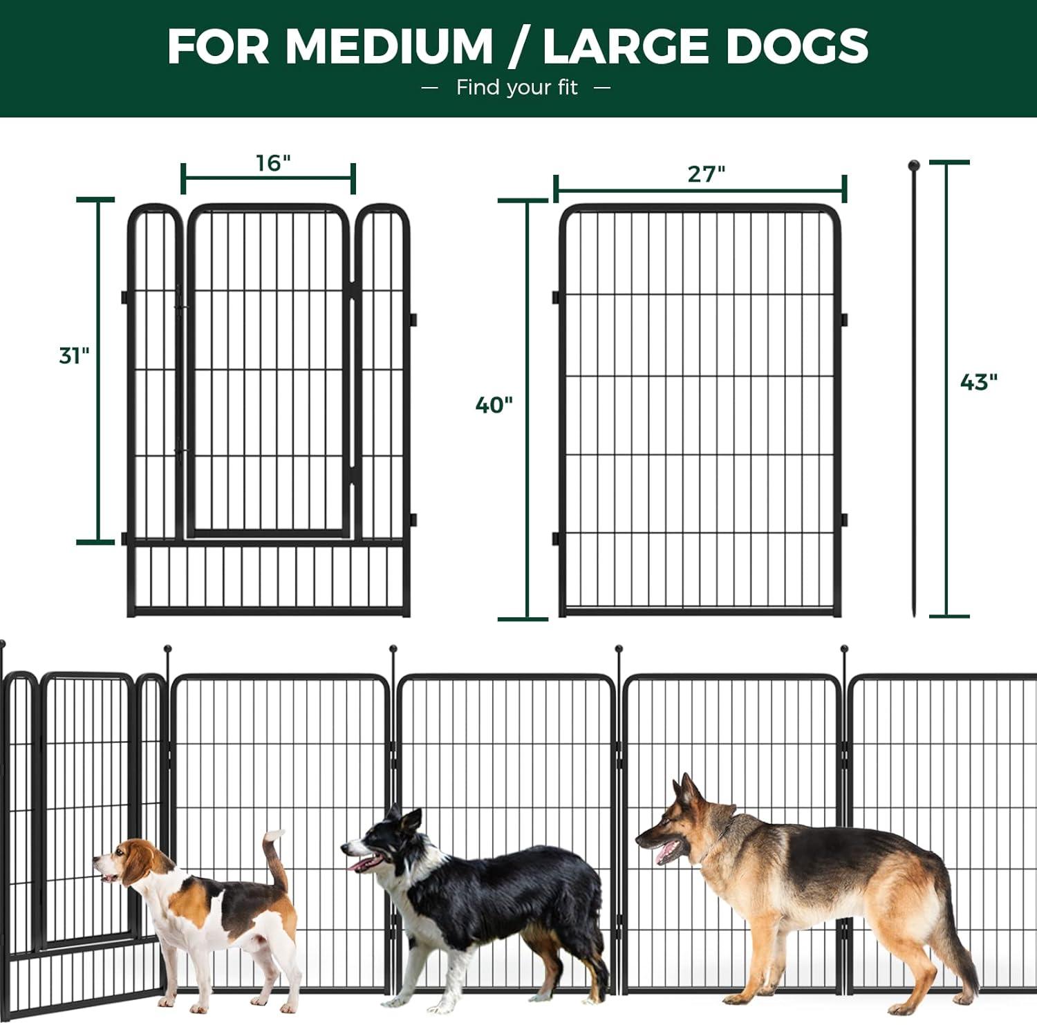 FXW Black Metal 40" Height 16-Panel Dog Playpen