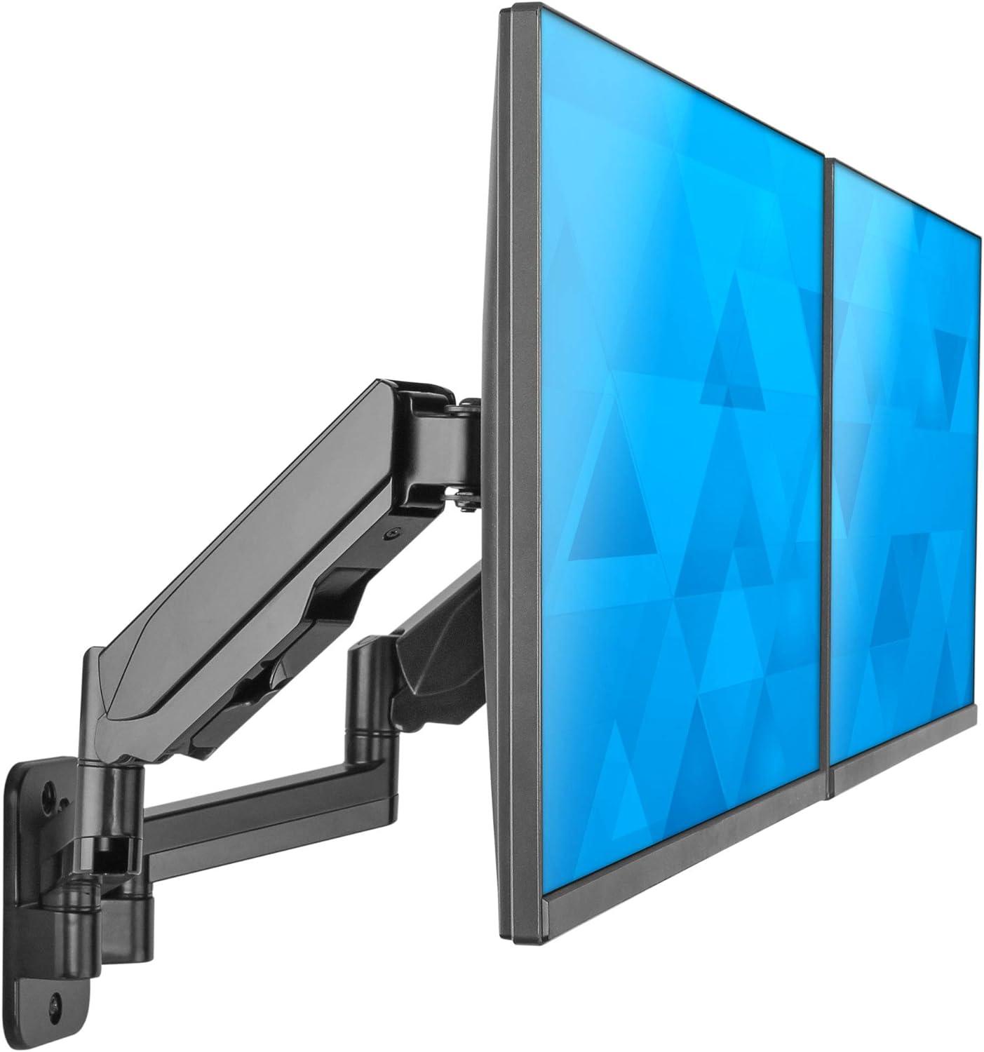 Mount-It! Height Adjustable Dual Monitor Wall Mount | Supports Monitors w/ 75x75mm and 100x100mm VESA Patterns & Screens 17" to 32" | Cable Management