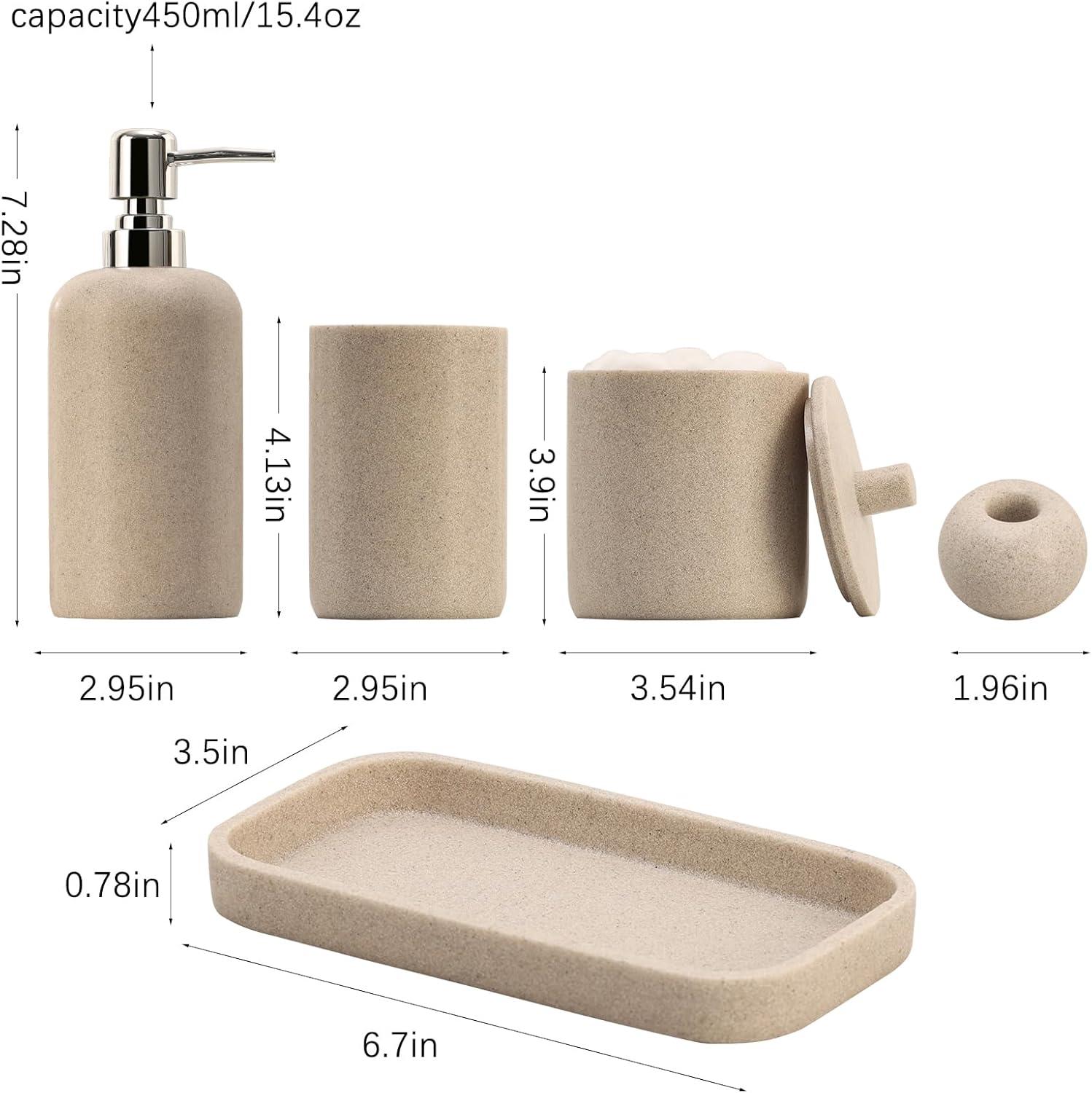 Bathroom Accessories Set 6 Pcs, Countertop Vanity Organizer Bathroom Accessory Set