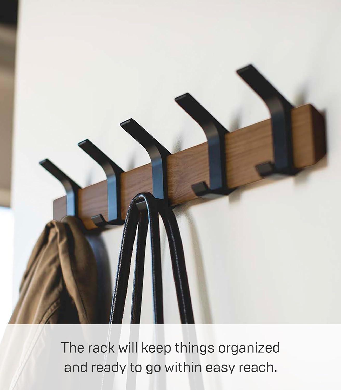 Modern Urban Walnut and Steel Adjustable Wall-Mounted Coat Hanger