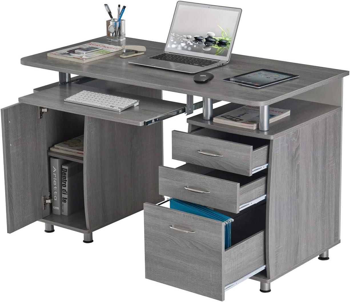 Complete Workstation Computer Desk with Storage, Keyboard Tray - Techni Mobili