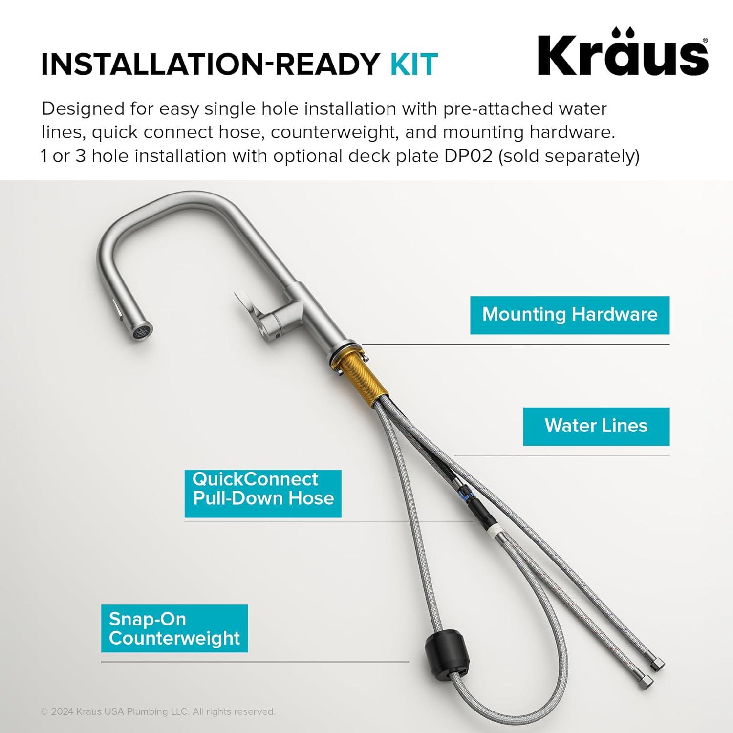 Matte Black Metal Single Handle Pull-down Kitchen Faucet with Sprayer