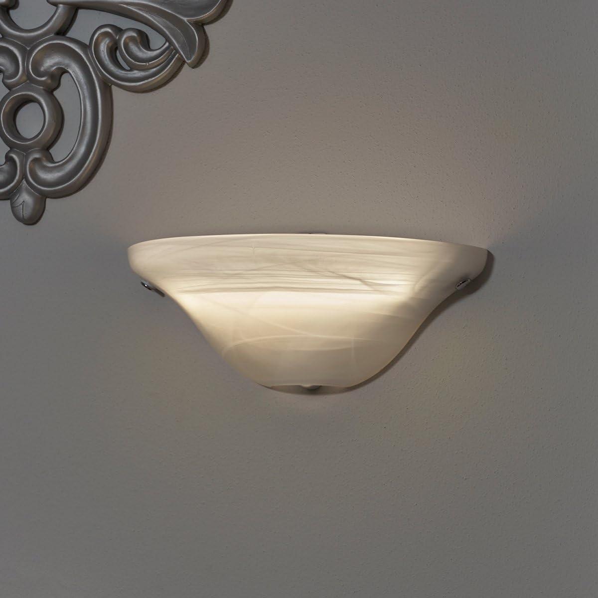 Smart Solar  Frosted Marble Glass Half Moon Sconce - 3D Backplate