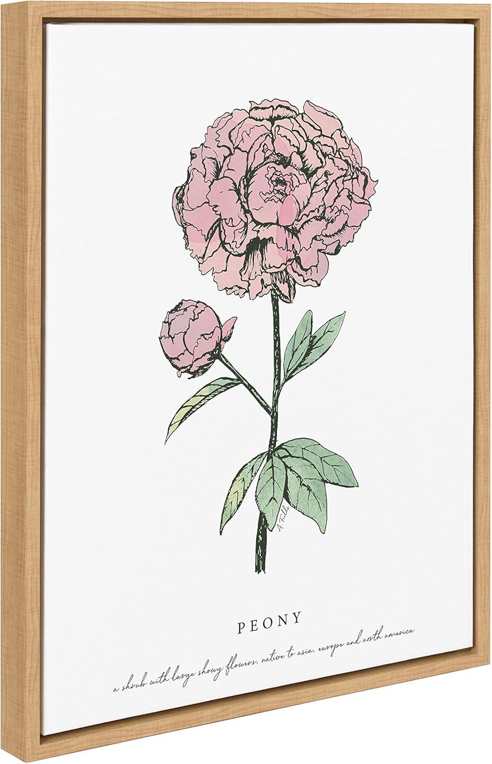 Kate and Laurel Sylvie Garden Peony Framed Canvas by Statement Goods