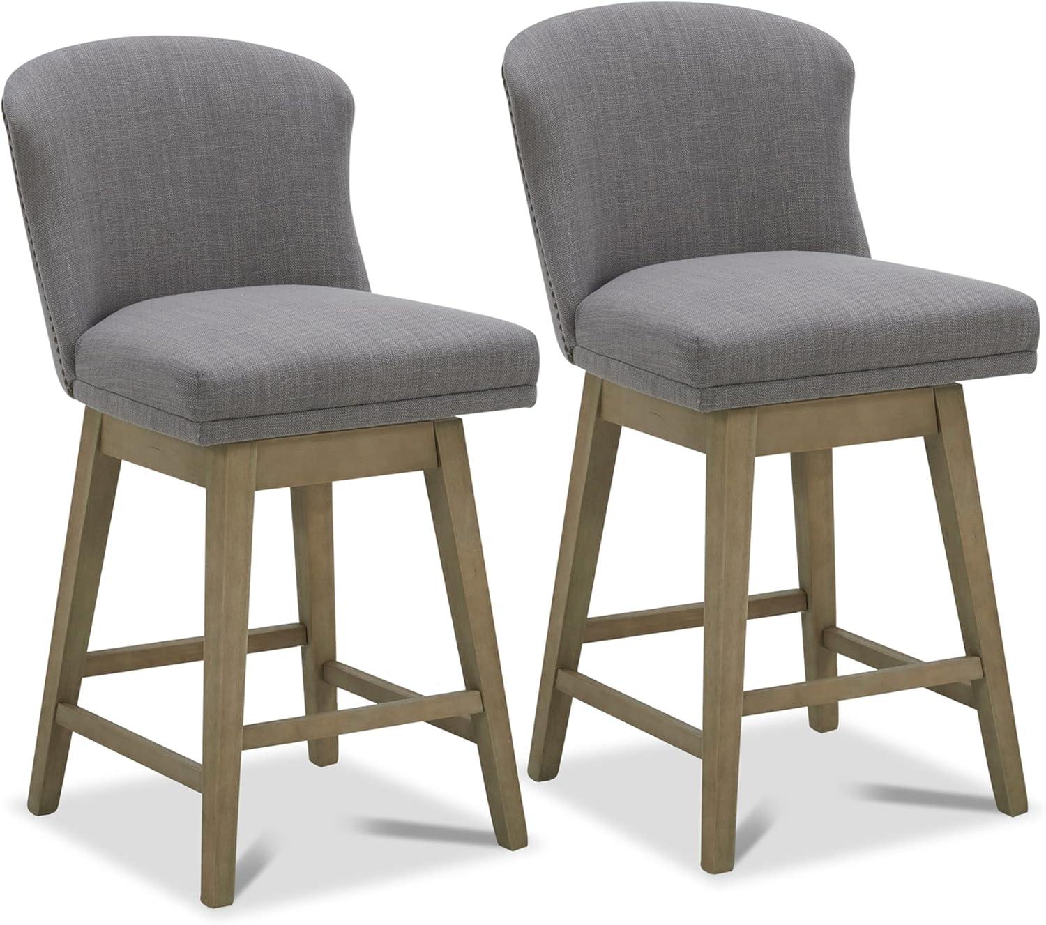 Flint Gray Performance Fabric Swivel Counter Stools Set of 2