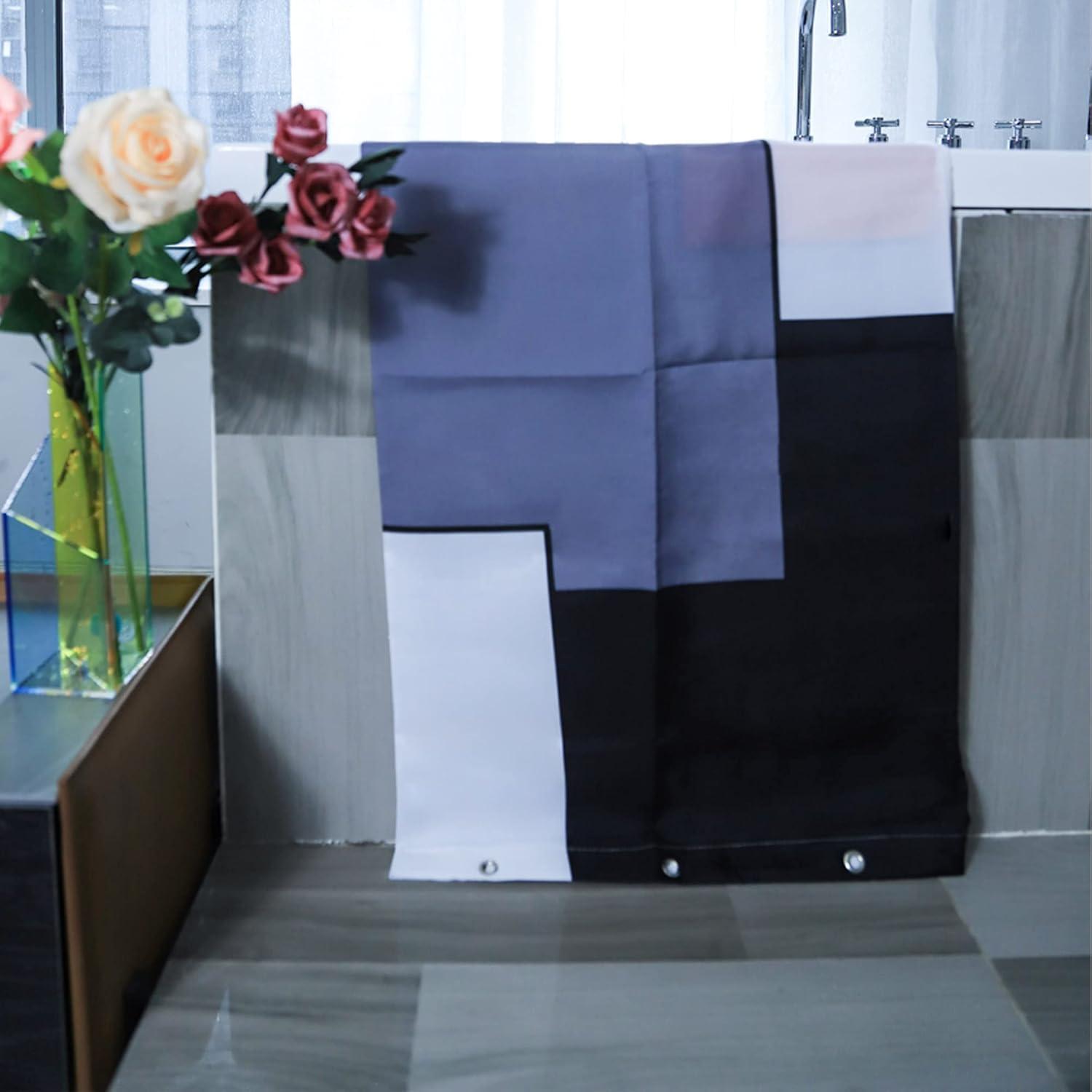BOYOUTH Black,Grey,Red,White Geometry Pattern Digital Print Shower Curtain for Bathroom Decor,Polyester Waterproof Fabric Bath Curtain with 12 Hooks,70x70 Inches,Multicolor