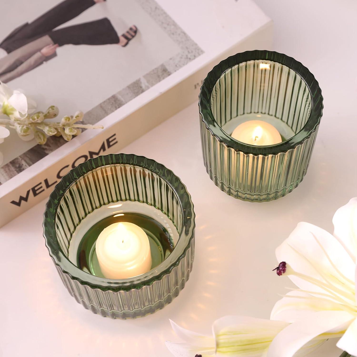 Ribbed Glass Votive Candle Holder (Set of 6)