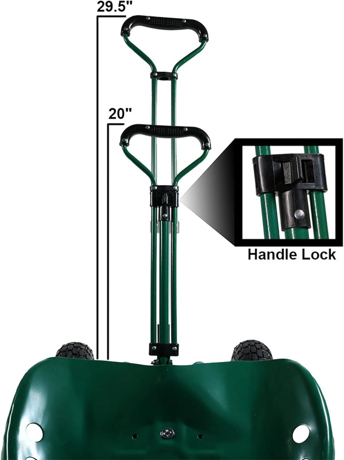 SunnyDaze Decor Steel Extendable Steering Handle Swivel Seat & Basket Garden Carts
