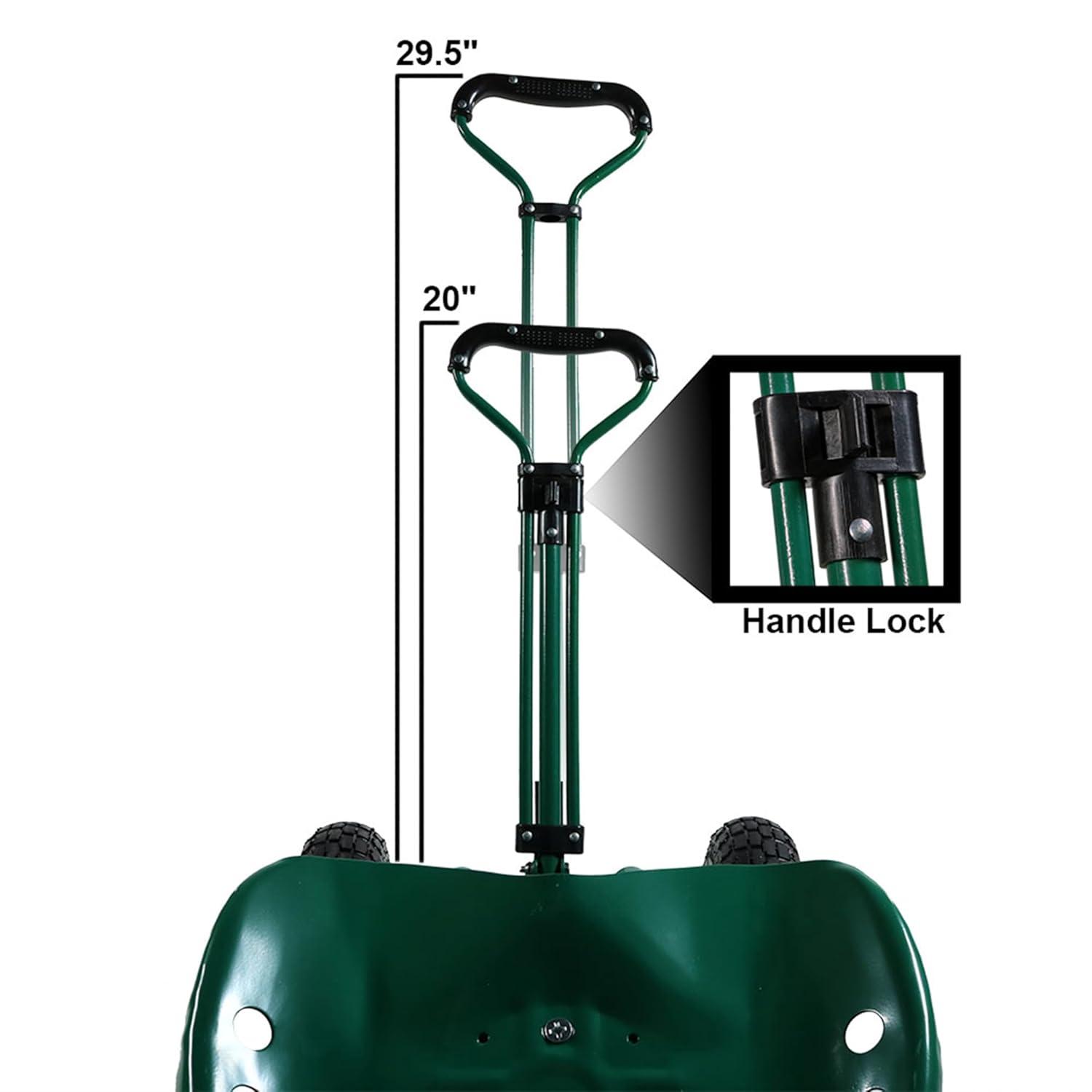 SunnyDaze Decor Steel Extendable Steering Handle Swivel Seat & Basket Garden Carts