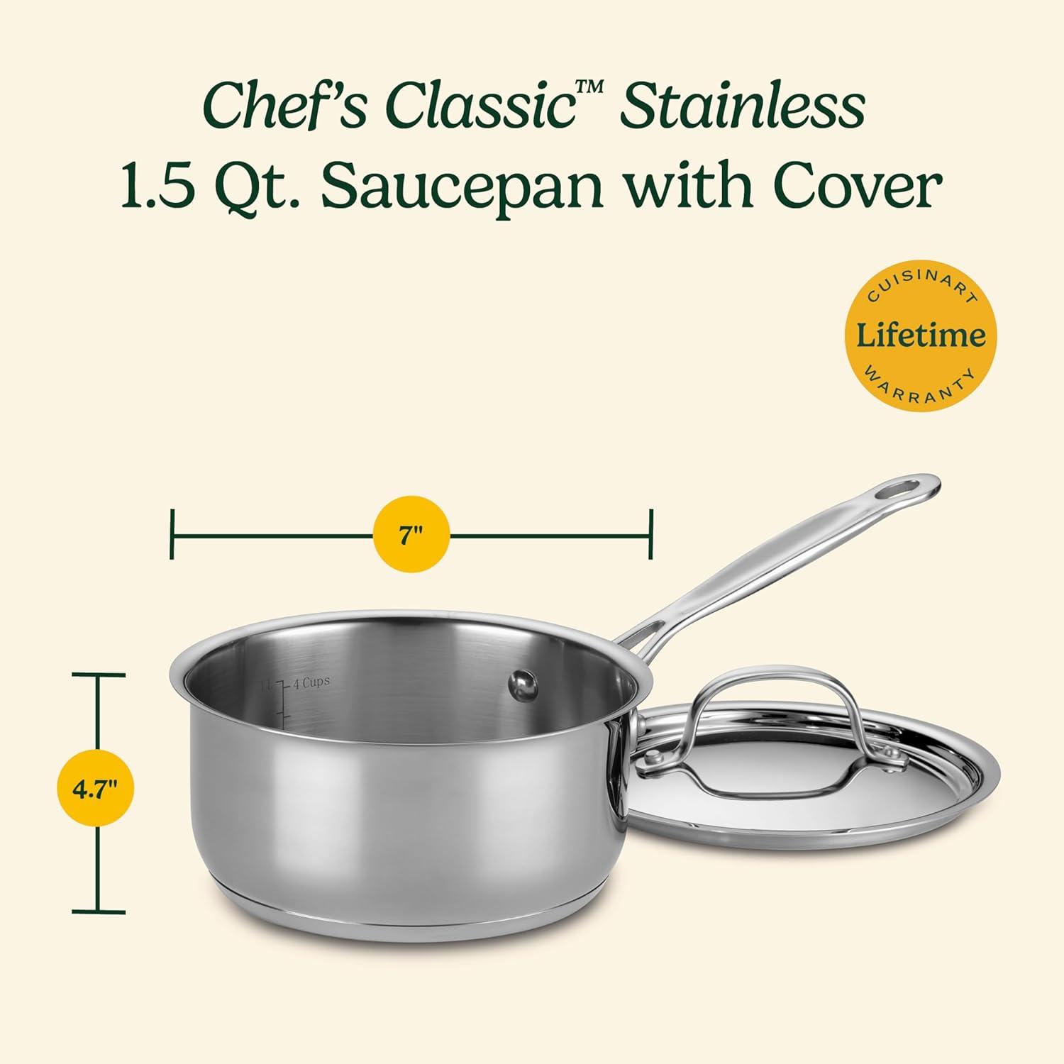 Cuisinart Cuisinart Chef's Classic Stainless Steel 1.5 Quart Saucepan with Lid