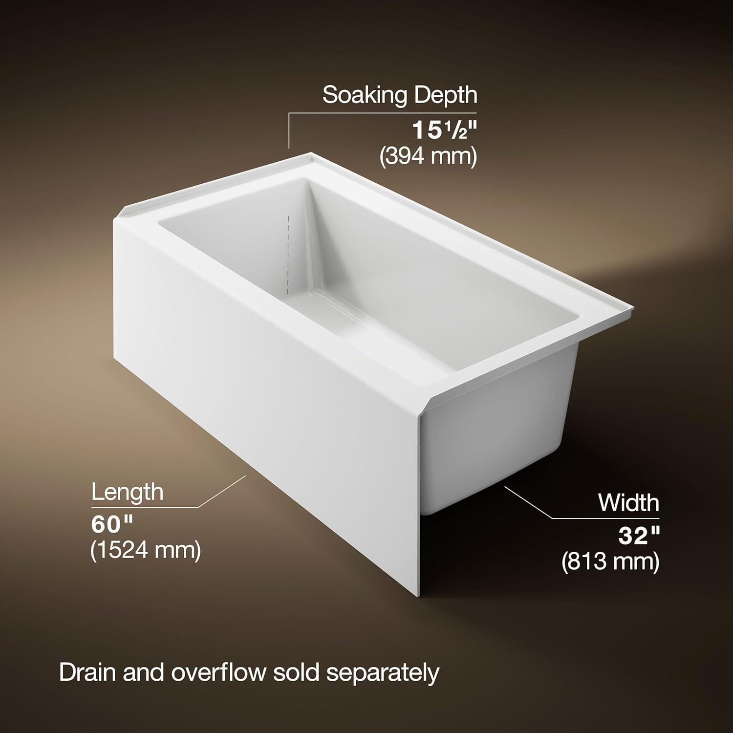 Underscore 60" x 32" Alcove Soaking Bathtub