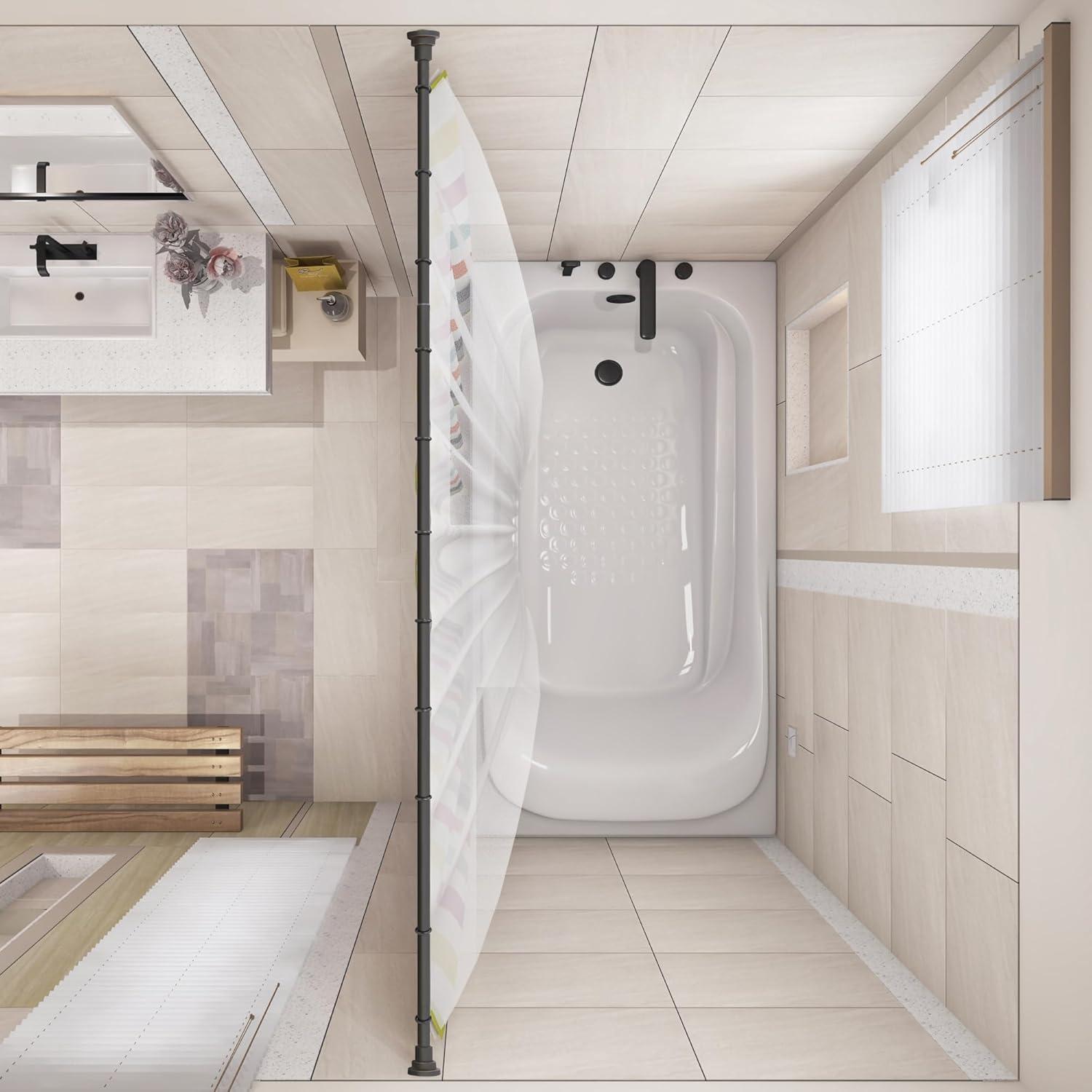 Design House Classic Adjustable Straight Tension Shower Curtain Rod for Bathroom