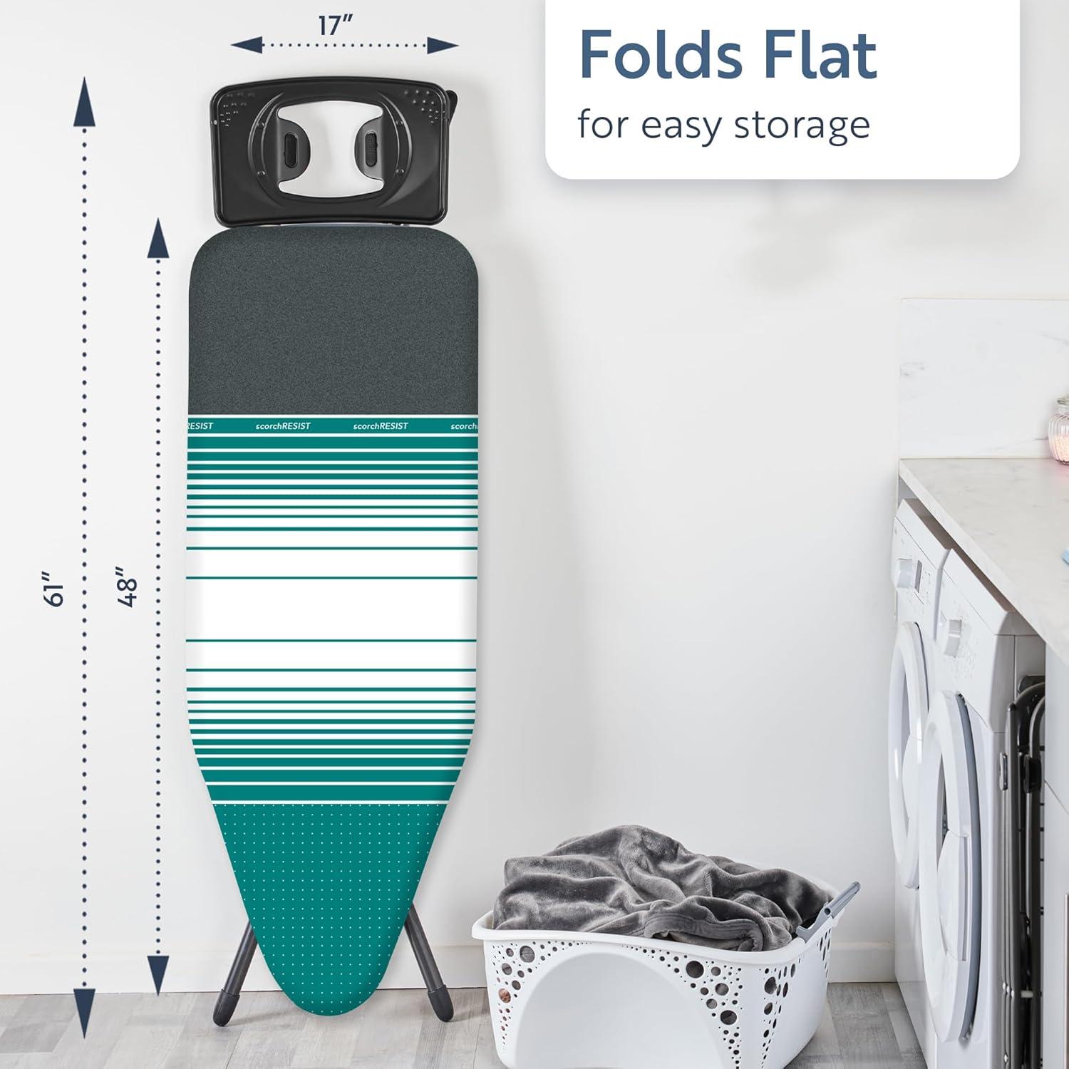 Extra Wide Black Iron Floor Mount Foldable Ironing Board