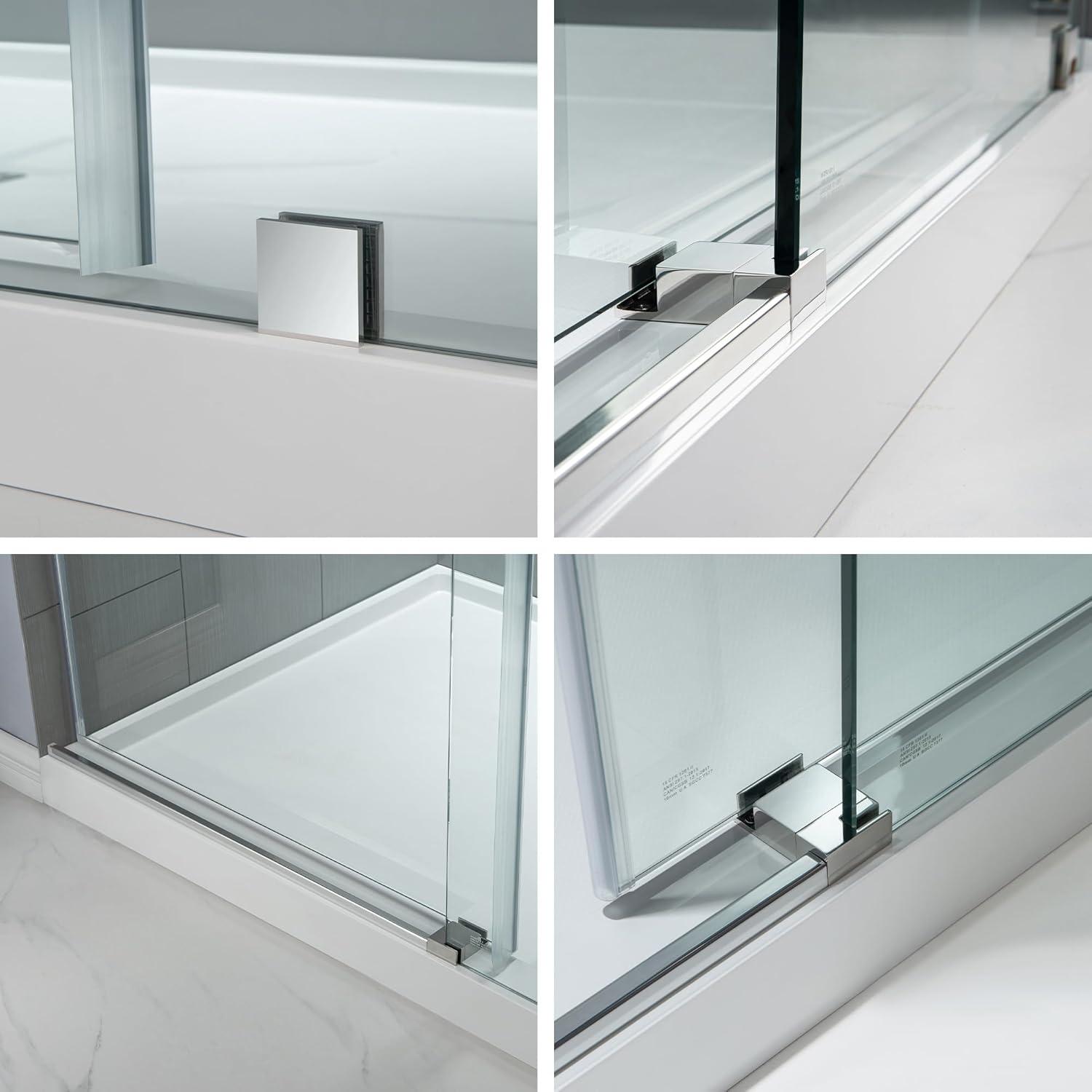 WoodBridge Frameless Single Sliding Shower Door with Soft Close System, 57.5-60" Width x 80"Height with 5/16"(8mm) Clear Tempered Glass & Reviews | Wayfair