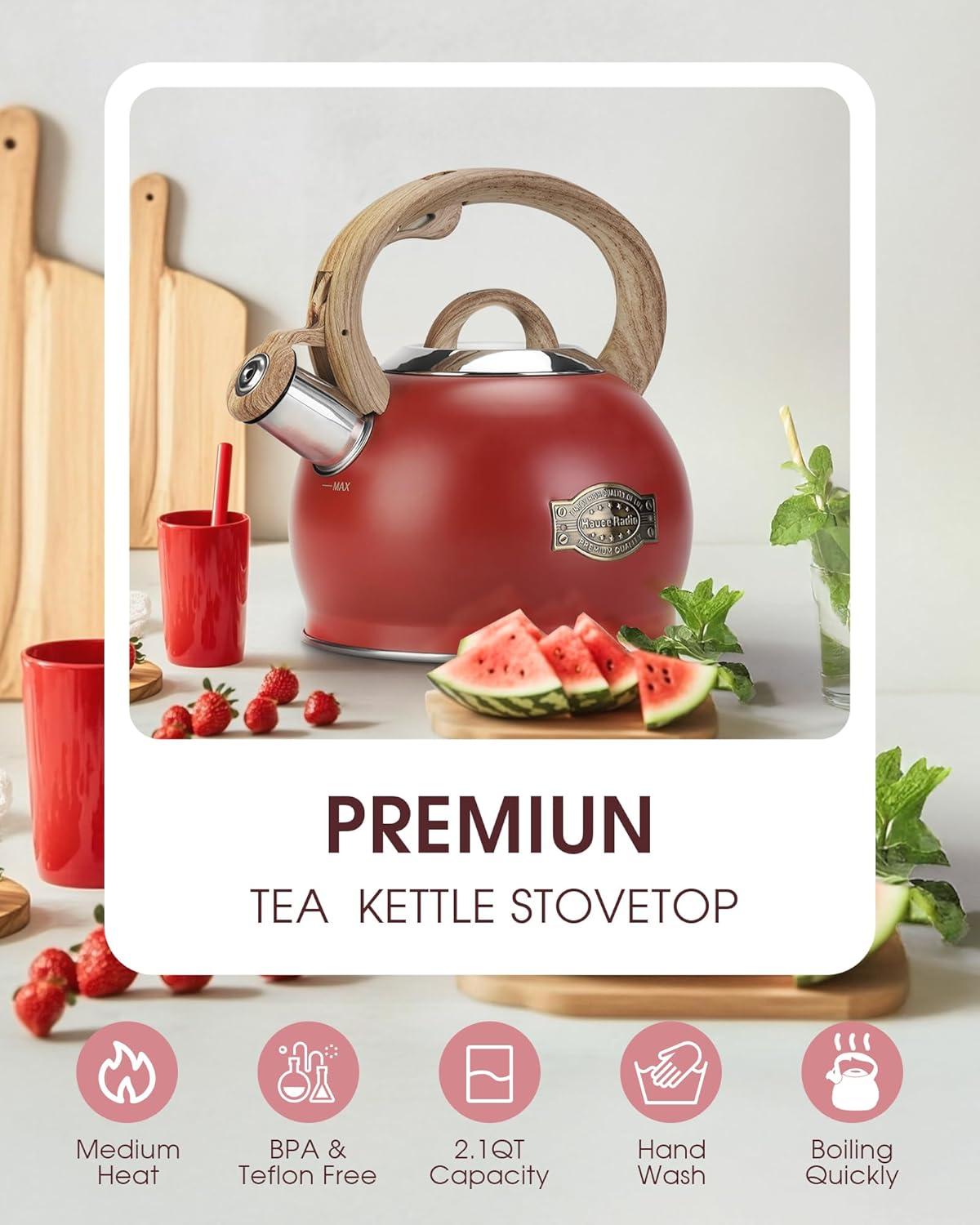 LUXESIT LUXESIT 2.64 Quarts Stainless Steel Whistling Stovetop Tea Kettle
