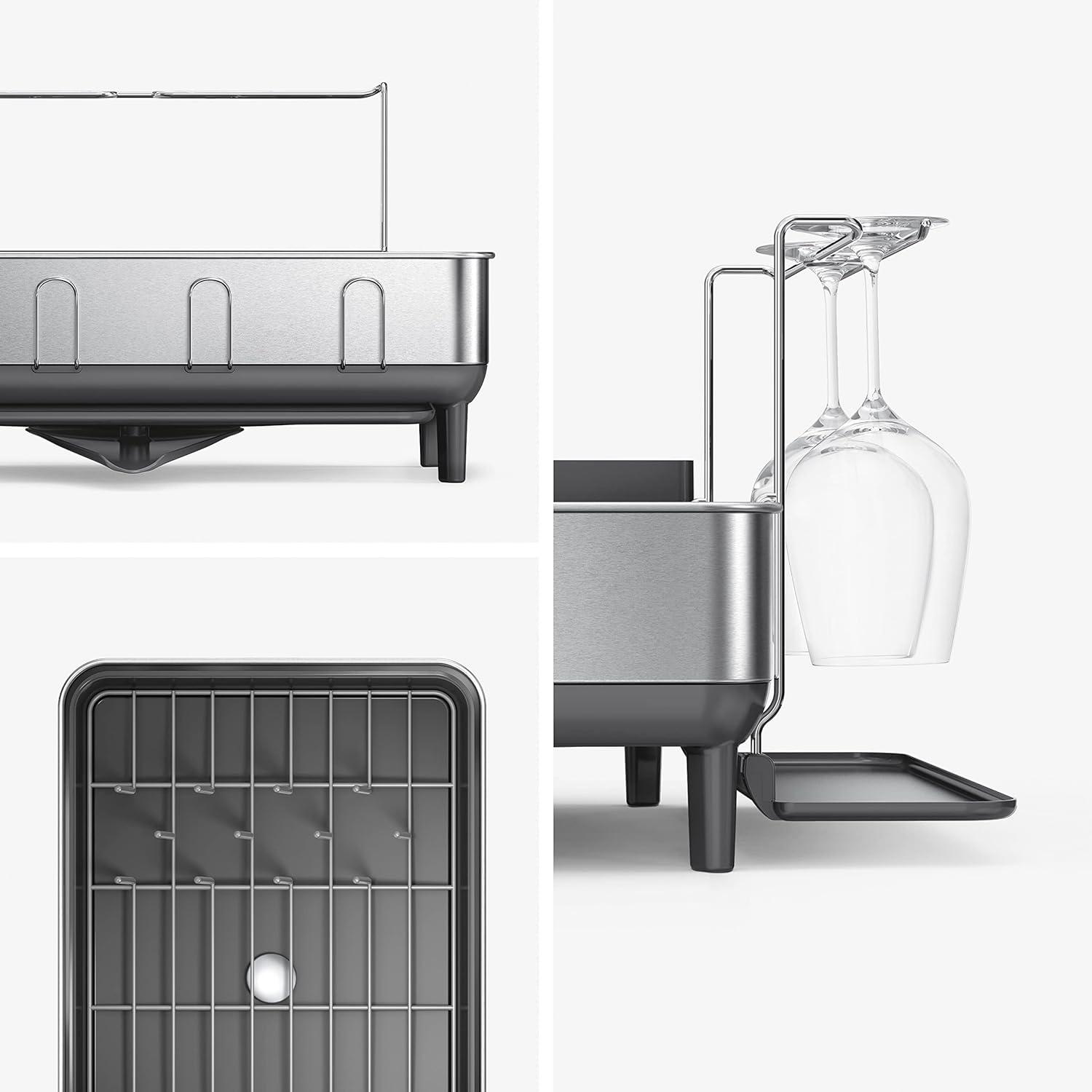 Simplehuman Kitchen Dish Drying Rack, Brushed Stainless Steel