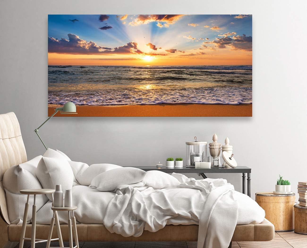 Sunrise Ocean Beach Large Canvas Print Wall Art