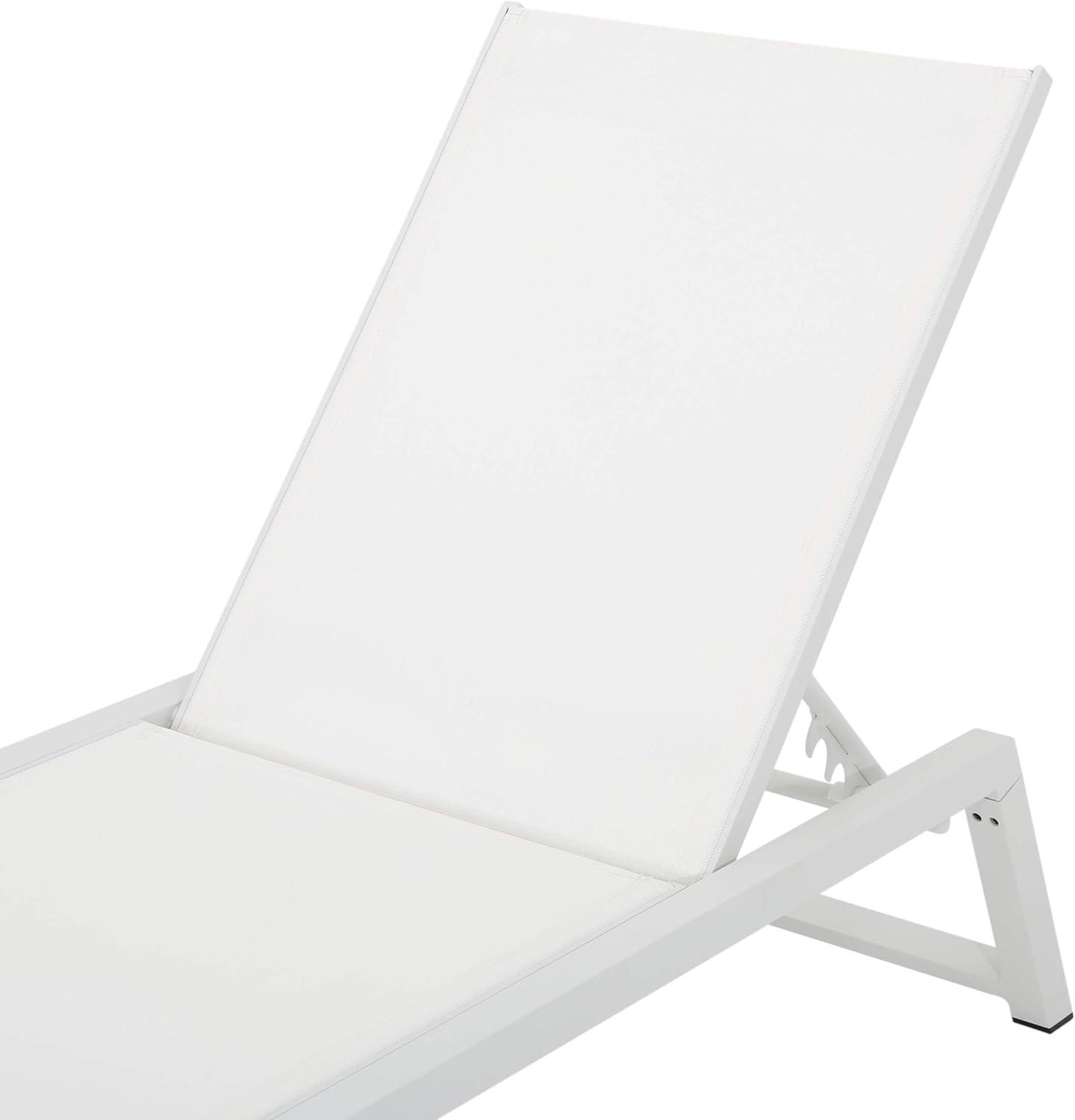 Mesa Outdoor White Mesh Chaise Lounge with Aluminum Frame, Set of 2, White