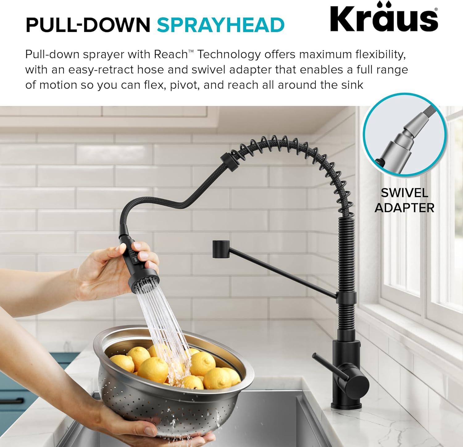 KRAUS Bolden Commercial Style 2-Function Single Handle Pull Down Kitchen Faucet