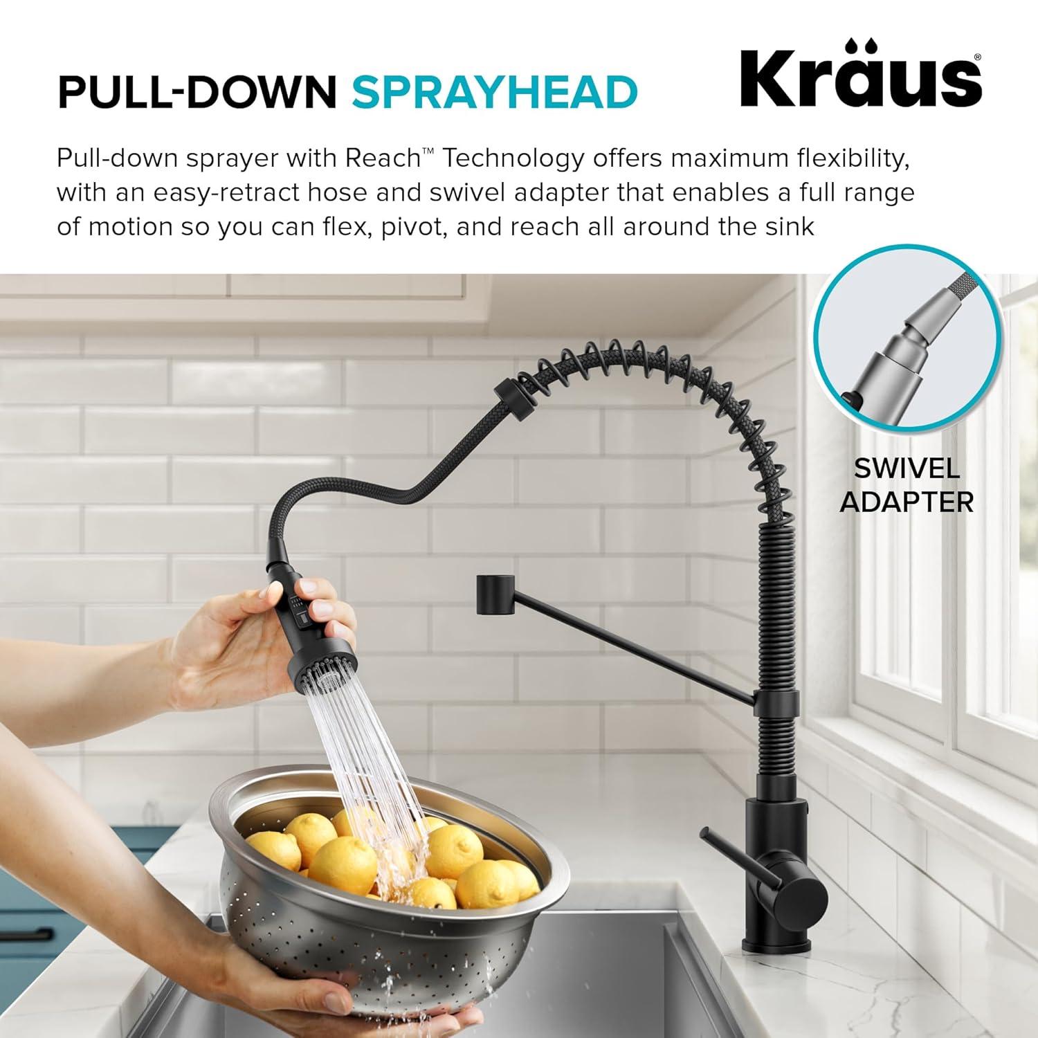 KRAUS Bolden 2 Handle Pot Filler Faucet With Retractable Arm, Wall Mount Kitchen Faucet, Pot Filler For Over Stove