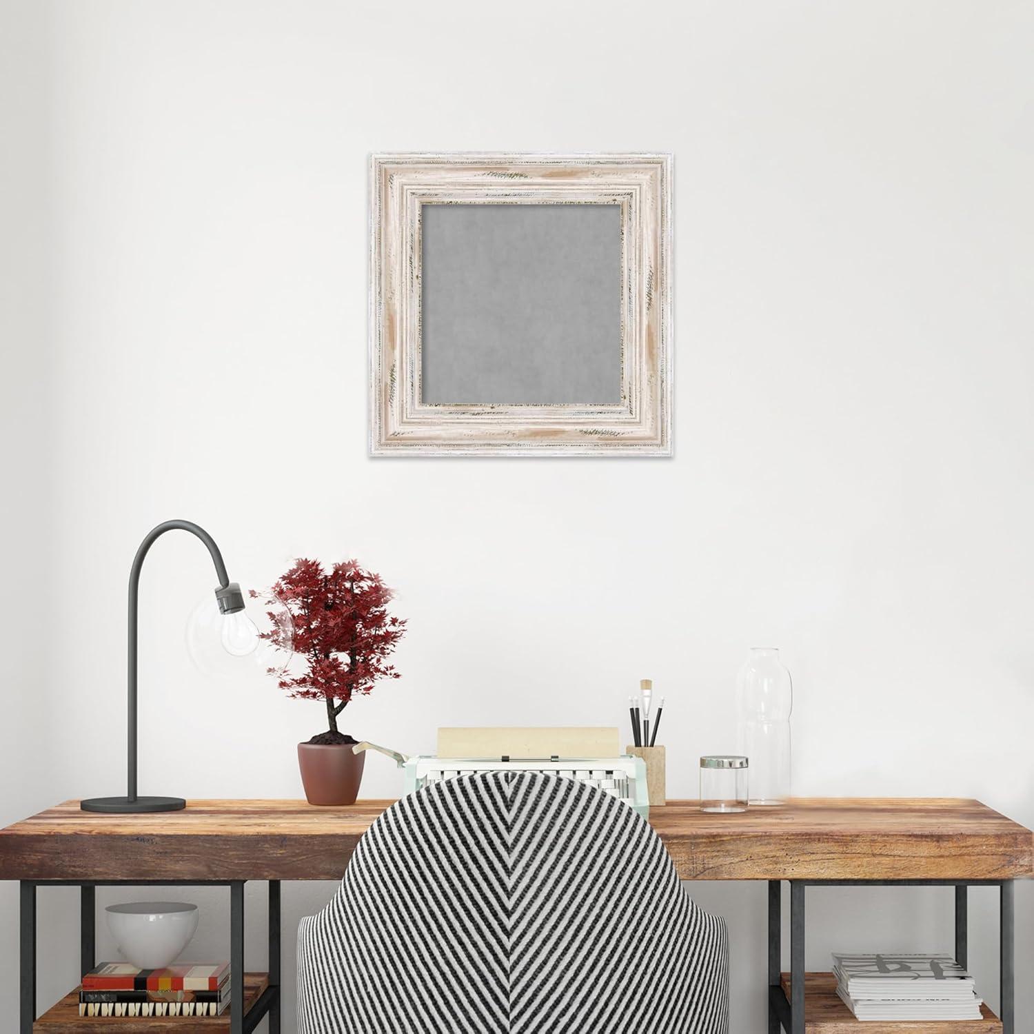 Amanti Art Alexandria White Wash Narrow Framed Magnetic Board 27 x 15 in.