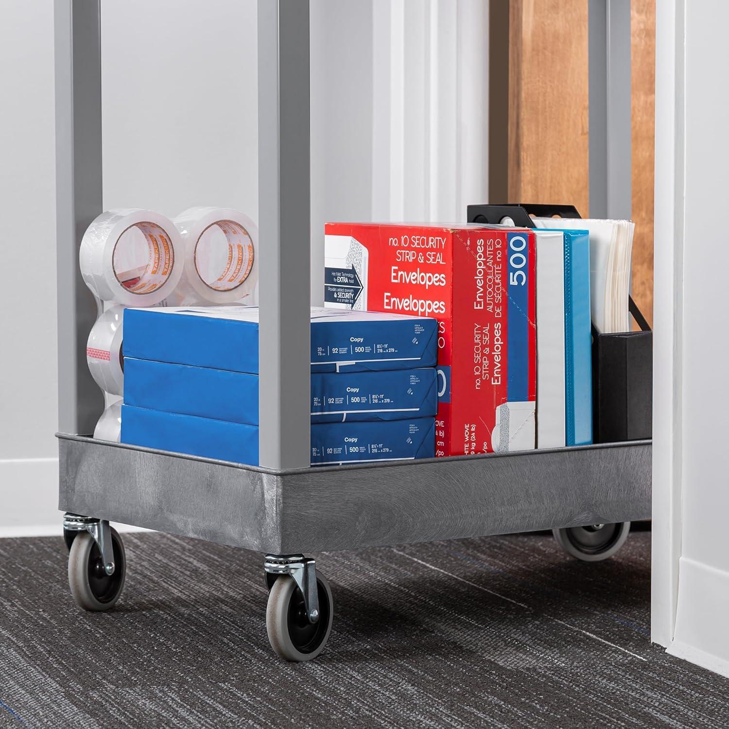Gray Heavy Duty 2-Shelf Utility Cart with Swivel Casters