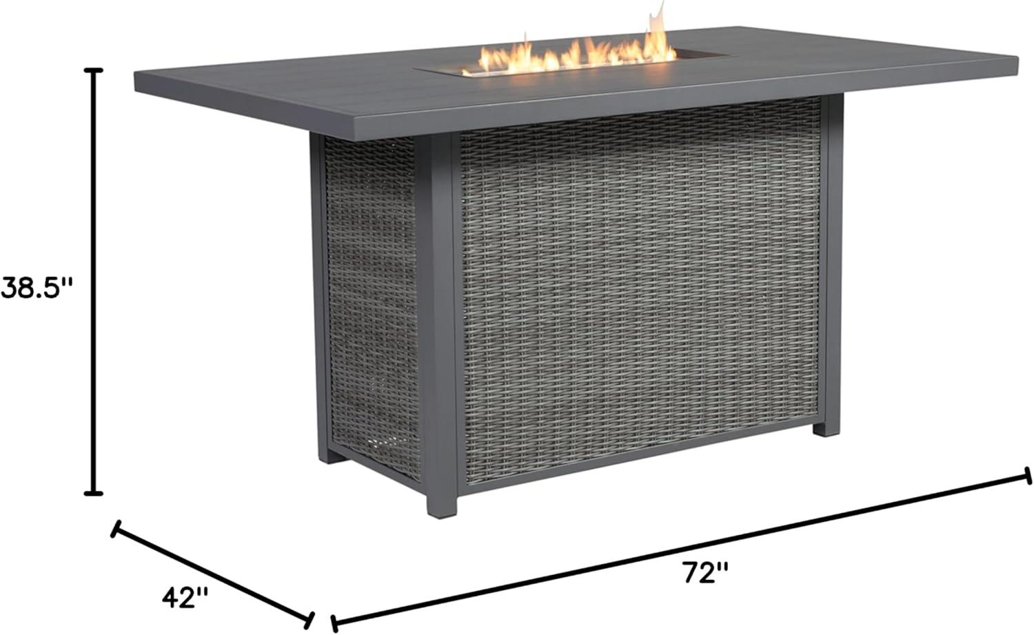 37.4" H x 72.05'' W Propane Outdoor Fire Pit Table with Lid