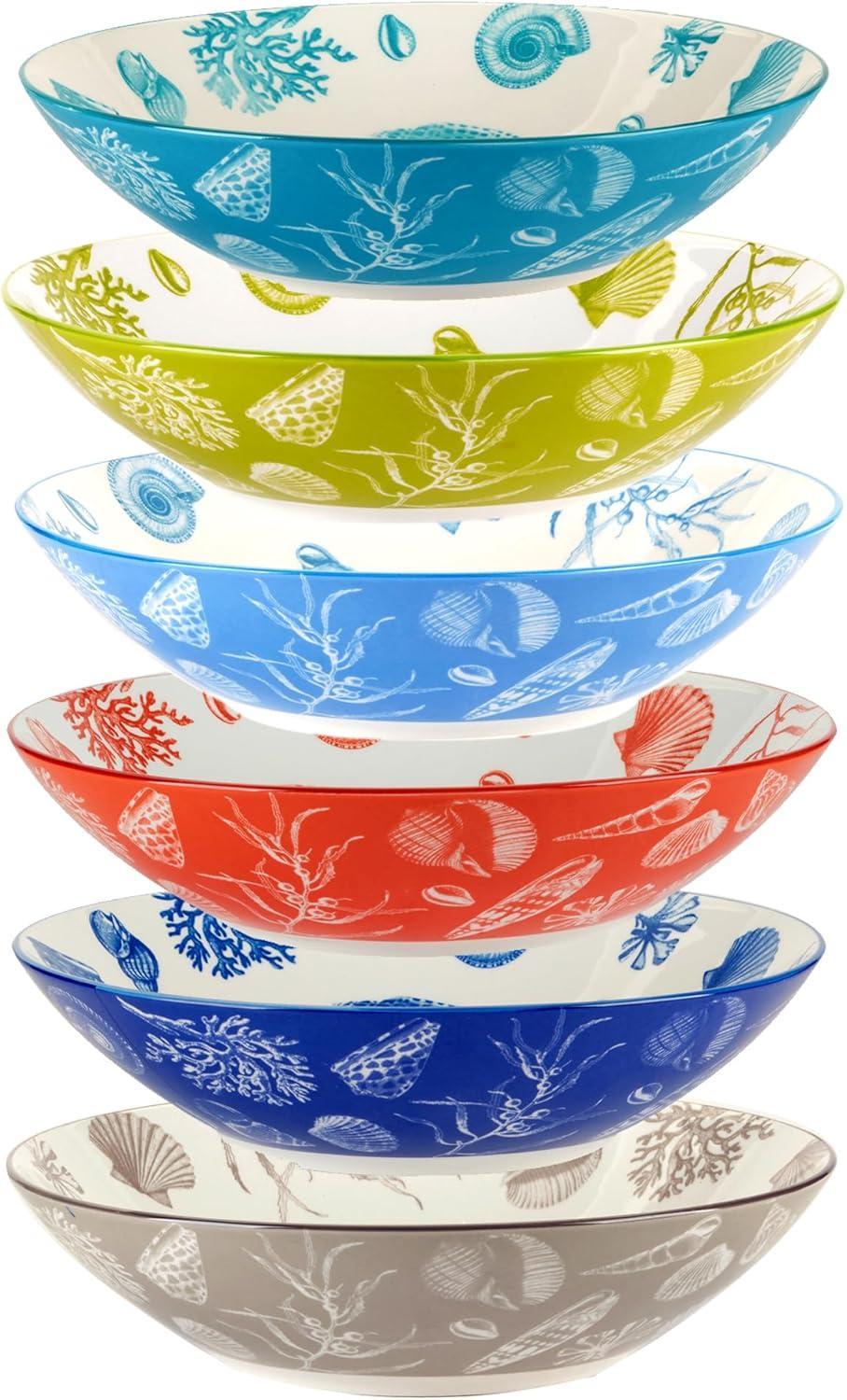 Seaside Set of 6  Soup Pasta Bowl 6 asst 9.25in Diam x 2.25in 40oz (Set of 6)