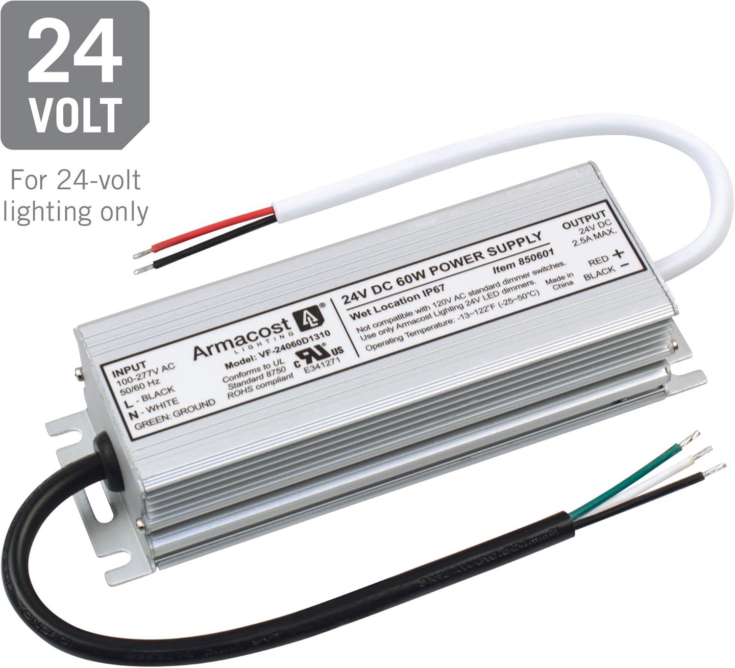 Armacost Lighting Standard Indoor/Outdoor LED Driver 24V DC, Electronic Transformer 850601
