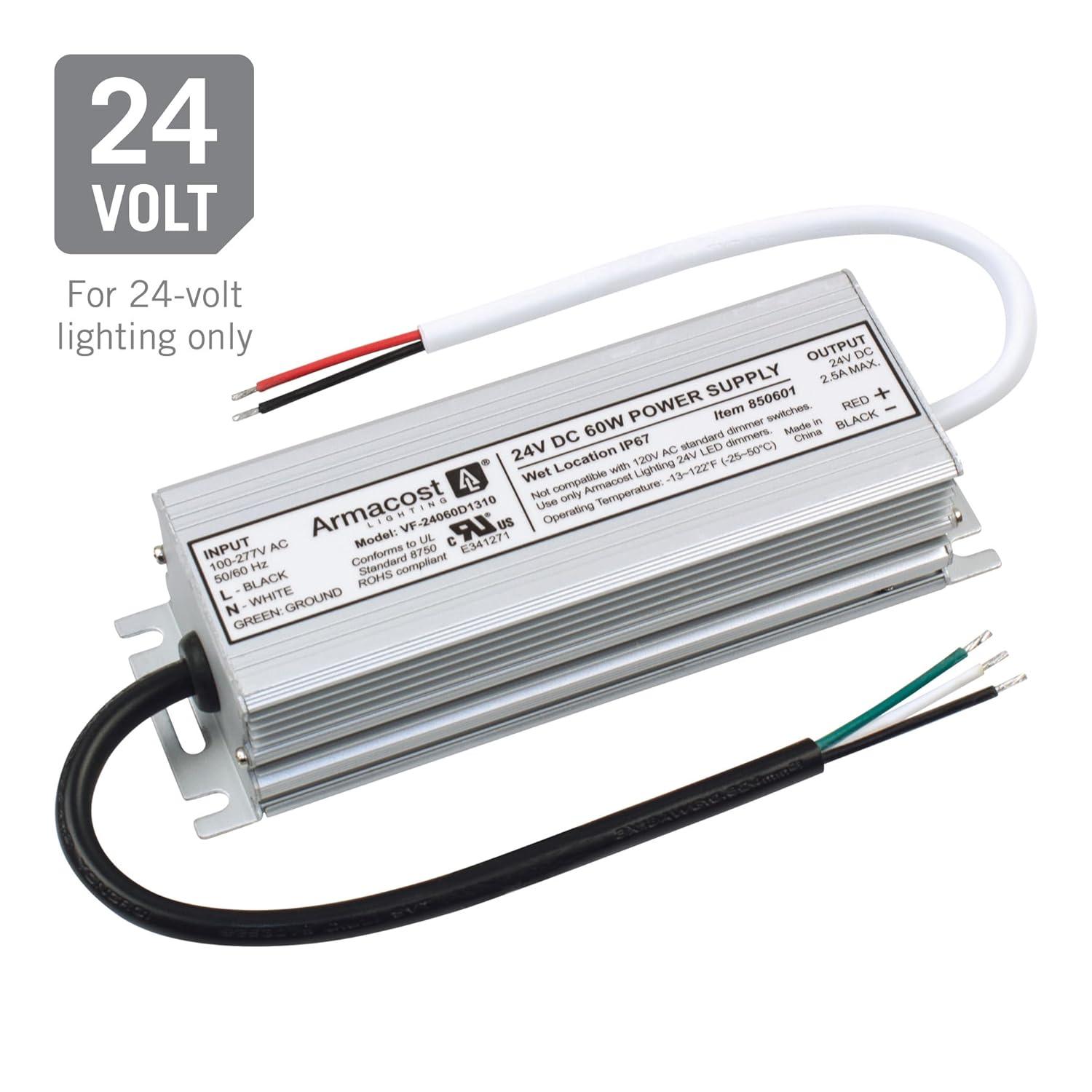 Armacost Lighting Standard Indoor/Outdoor LED Driver 24V DC, Electronic Transformer 850601