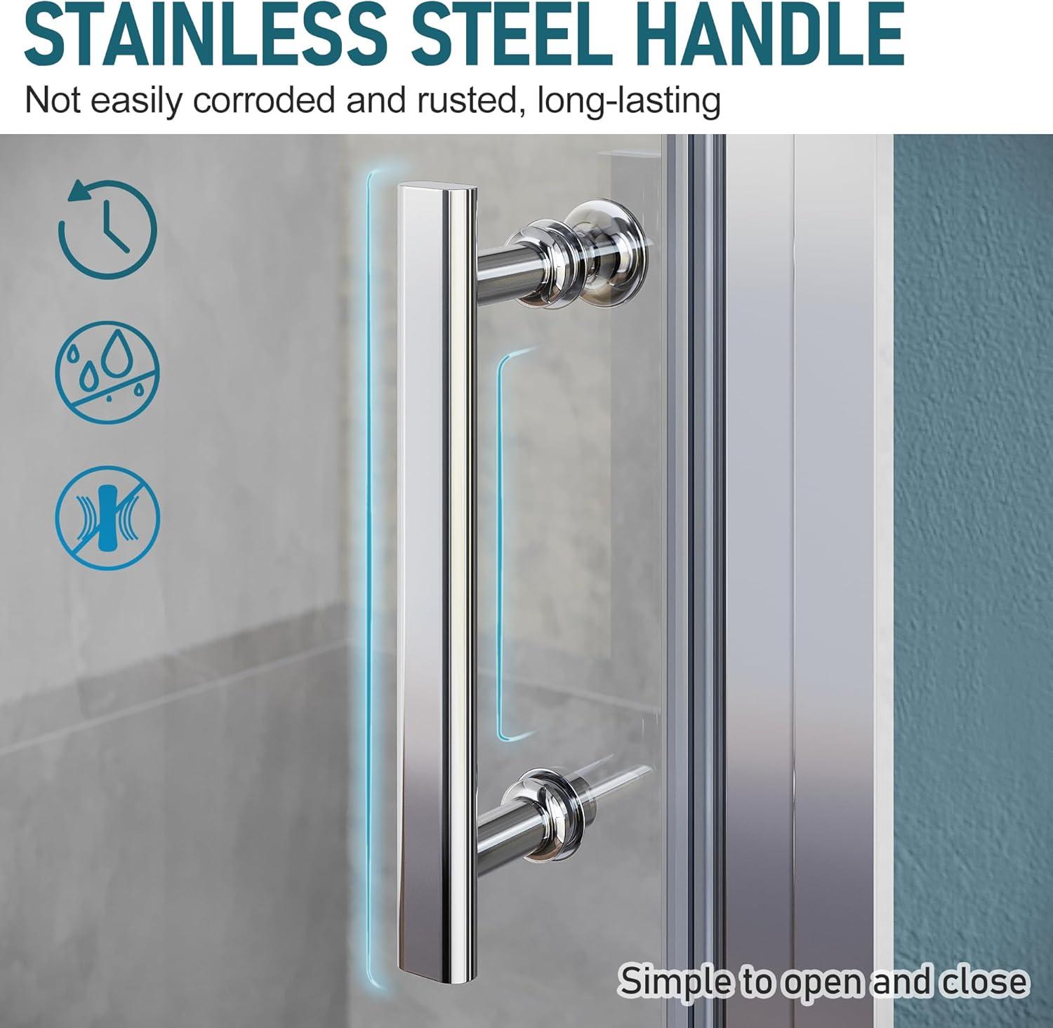 Elegant  Double Sliding Shower Door in Matte Black Finish with 1/4 inch Clear Shower Tempered Glass Panel Tub Door Black 54''W x 72''H