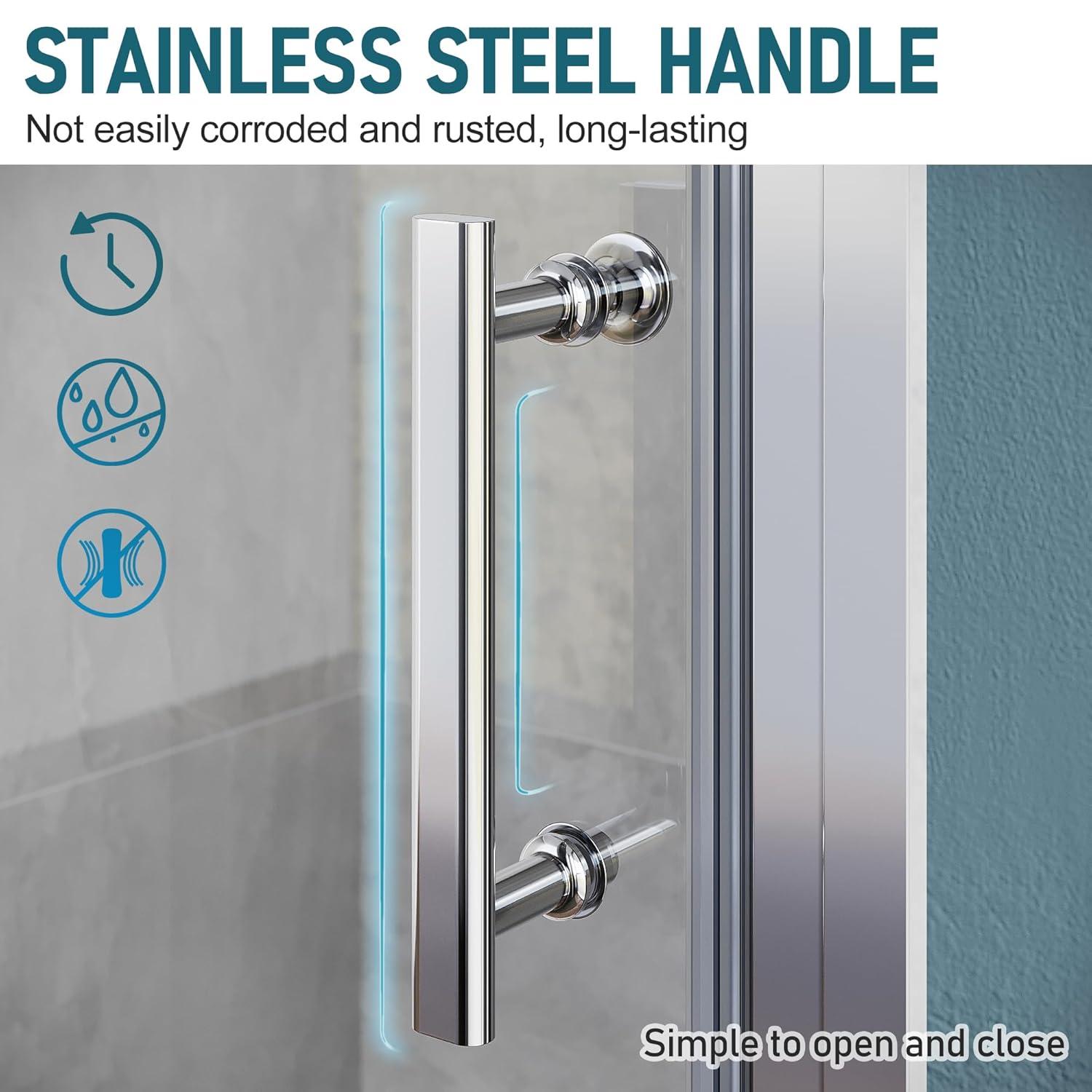 Elegant  Double Sliding Shower Door in Matte Black Finish with 1/4 inch Clear Shower Tempered Glass Panel Tub Door Black 54''W x 72''H