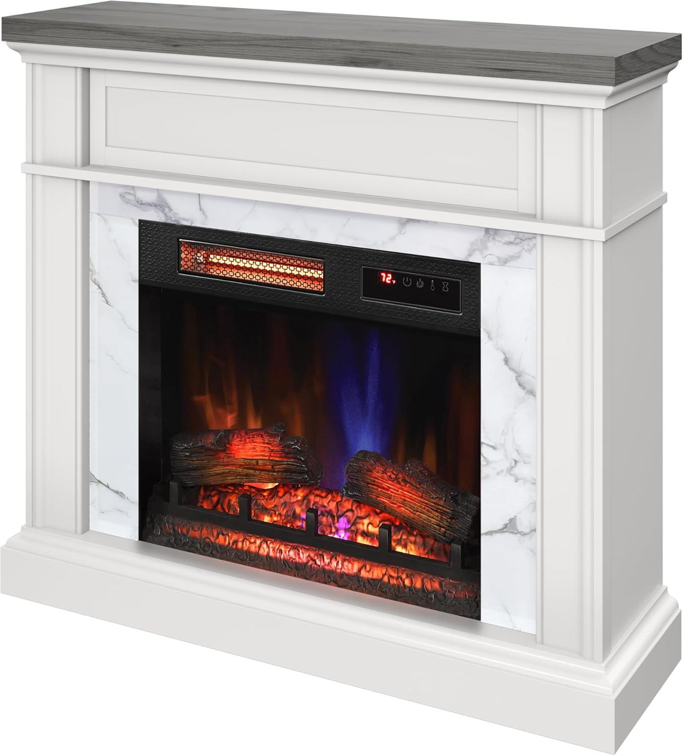 duraflame Wall Mantel Electric Fireplace, Bright White