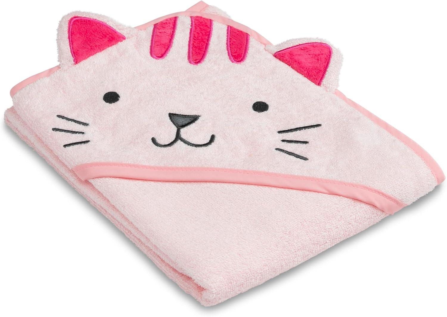 Delta Children Baby/Infant Hooded Bath Towel - Super Soft and Absorbent- Newborn Essential - Ideal Baby Registry/Shower Gift for Boys and Girls, Pink Cat