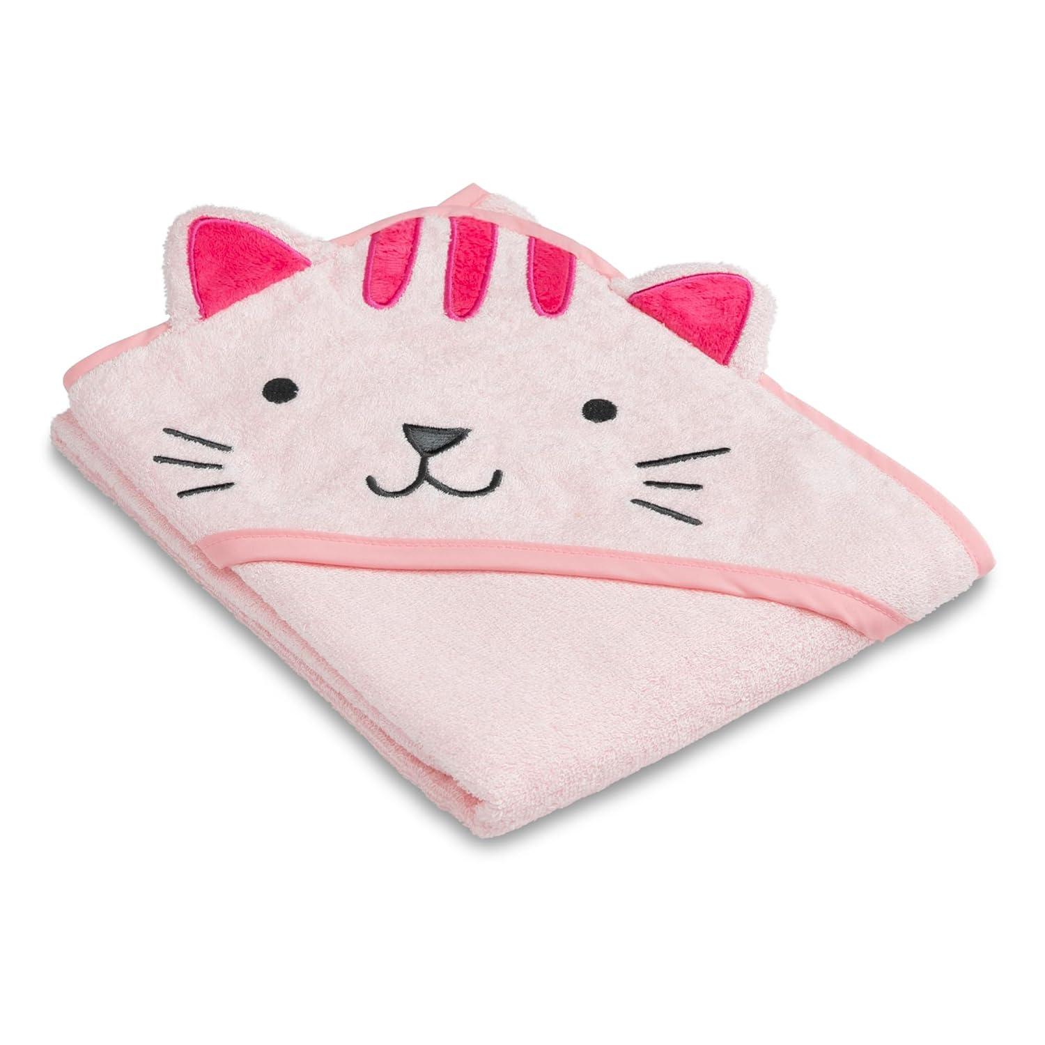 Delta Children Baby/Infant Hooded Bath Towel - Super Soft and Absorbent- Newborn Essential - Ideal Baby Registry/Shower Gift for Boys and Girls, Pink Cat