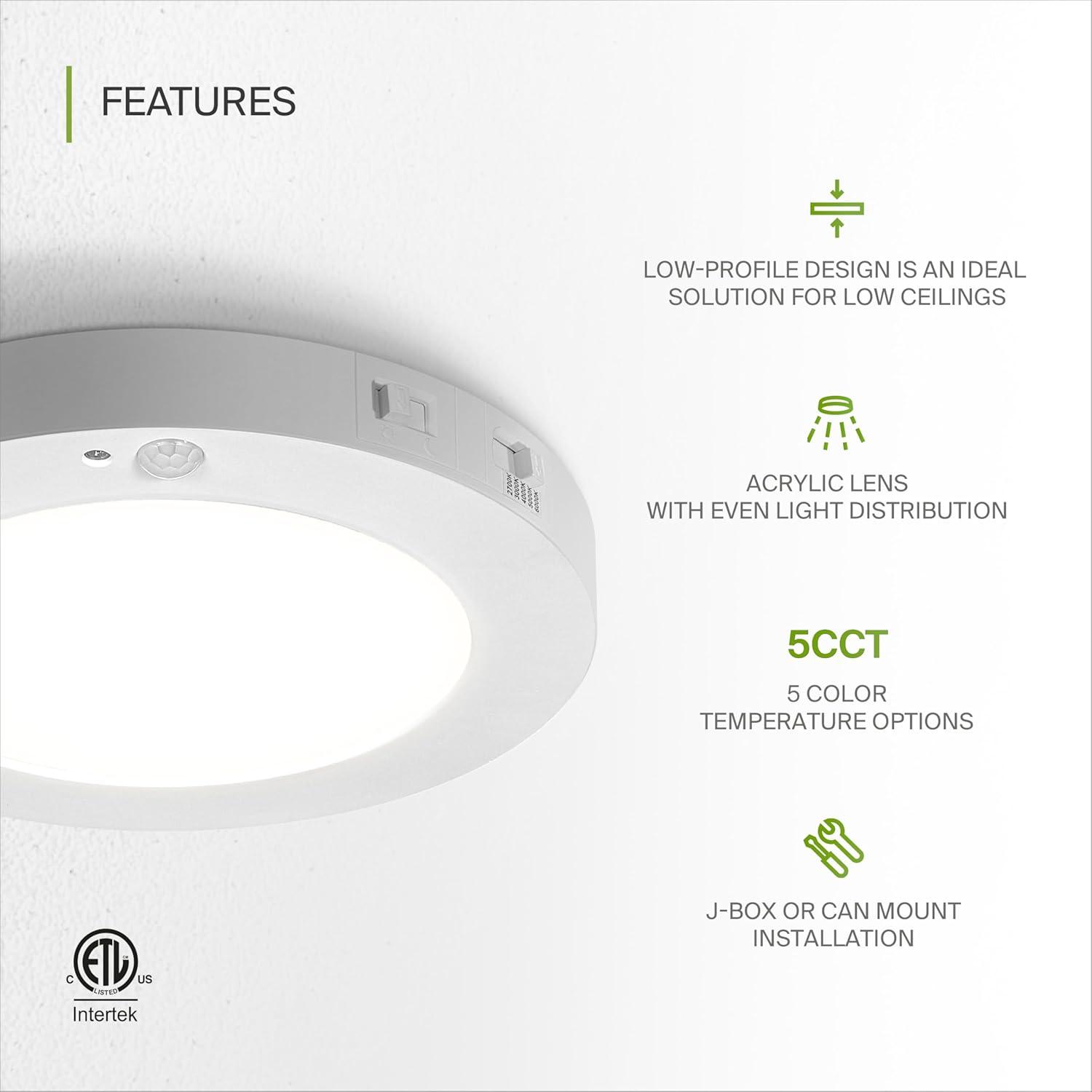 White 9-Inch Square LED Flush Mount Ceiling Light