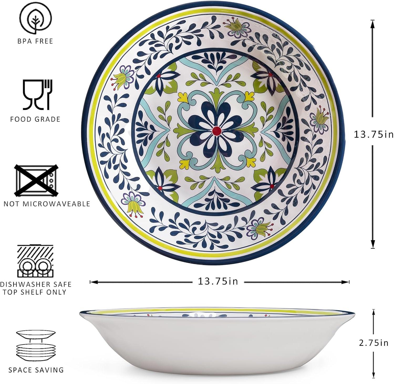 Talavera Floral Melamine Large Serving Bowl Set