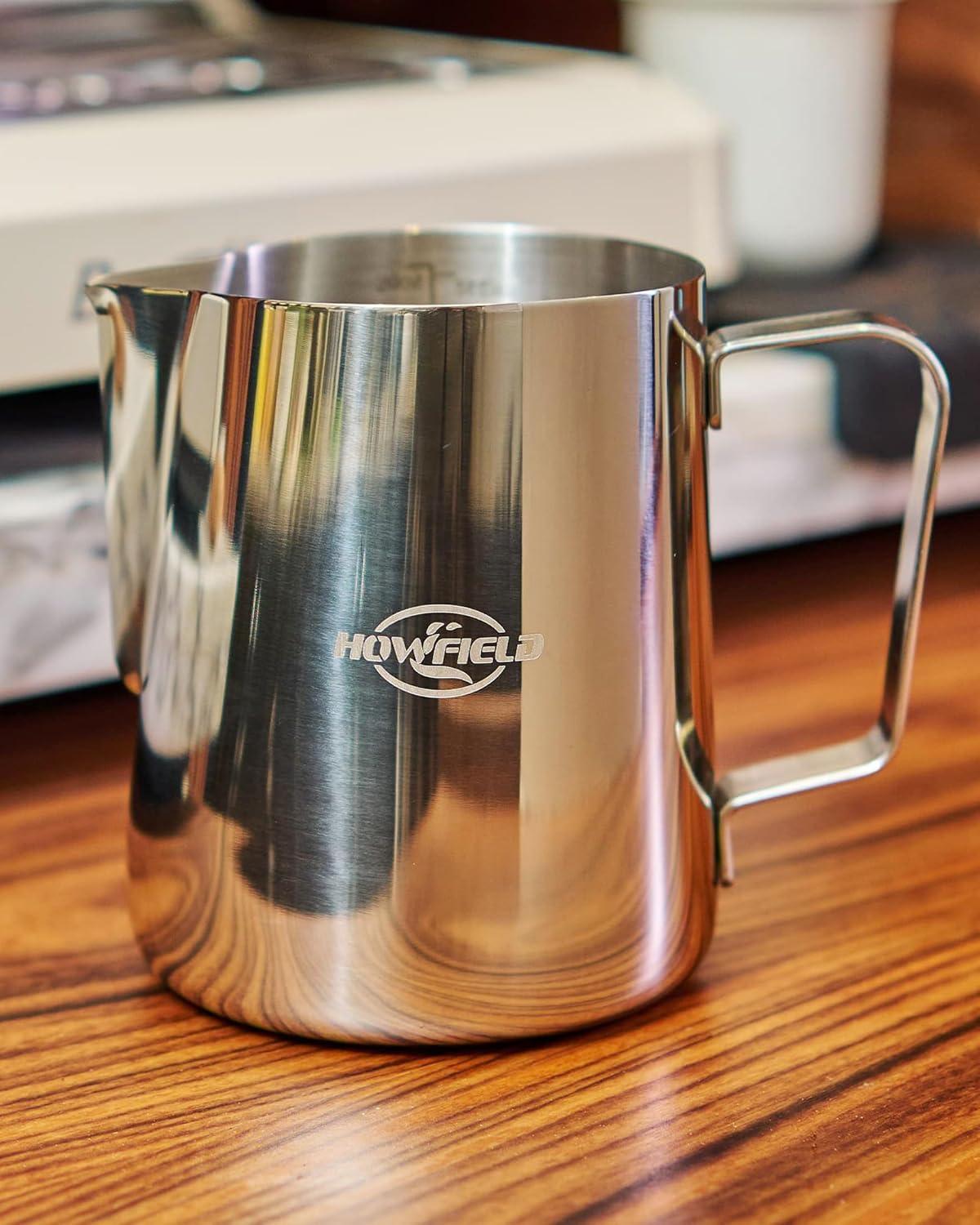 12oz (350ml) Milk Frothing Pitcher 304 Stainless Steel Steaming Jug with Latte Art Pen Anti-Scald Handle & Scale Barista Frother Cup for Cappuccino, Latte, Coffee Accessories