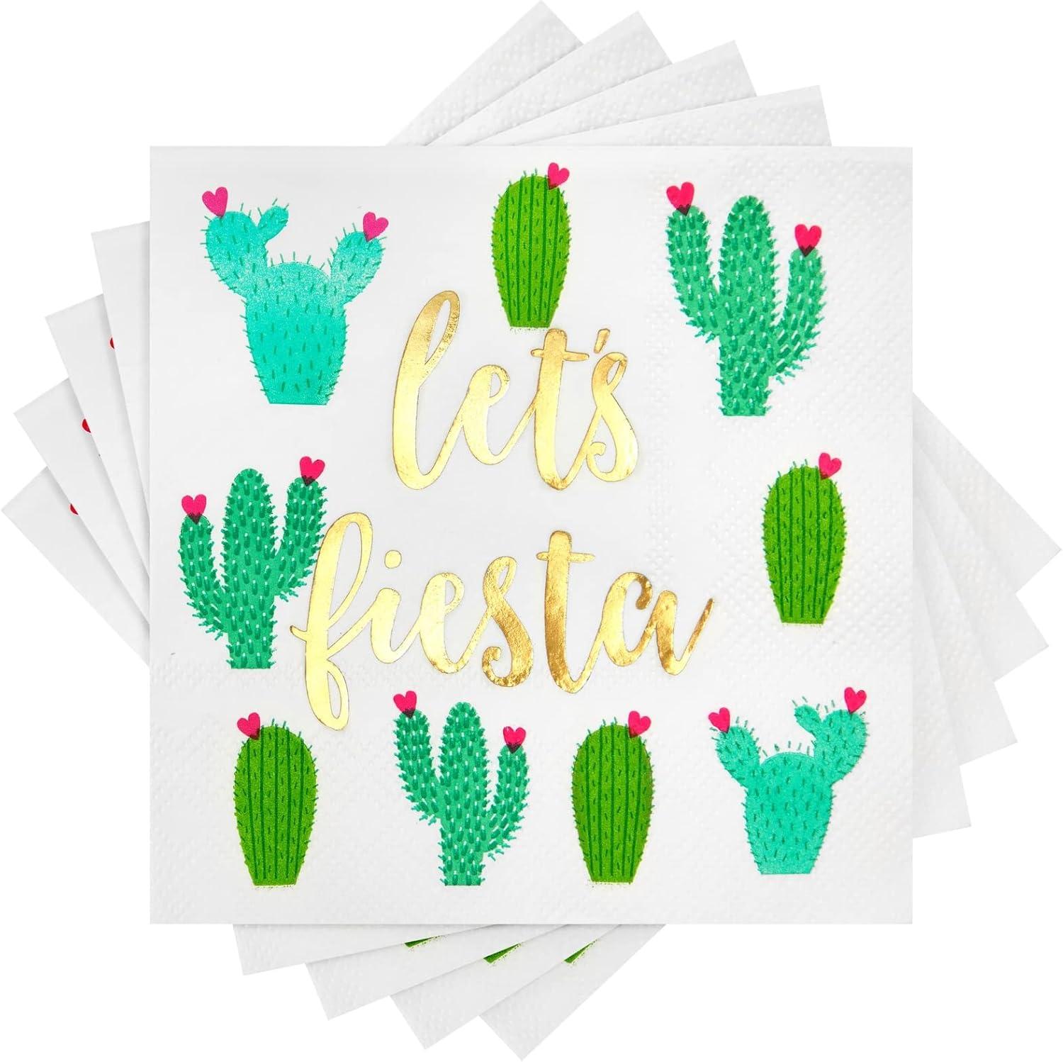 Juvale 50 Pack Let’s Fiesta Taco Napkins for Party, Cinco De Mayo Party Decorations, Paper Margarita Napkins, 5x5 In