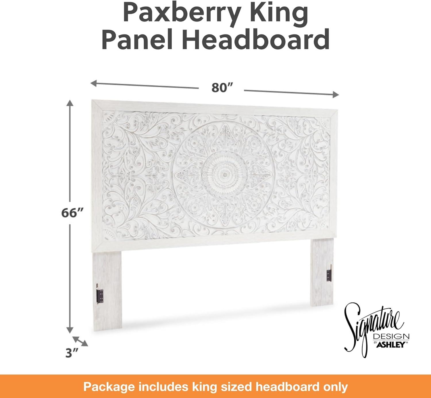 King Paxberry Panel Headboard White - Signature Design by Ashley: Traditional Style, Adjustable Height, Laminate Finish